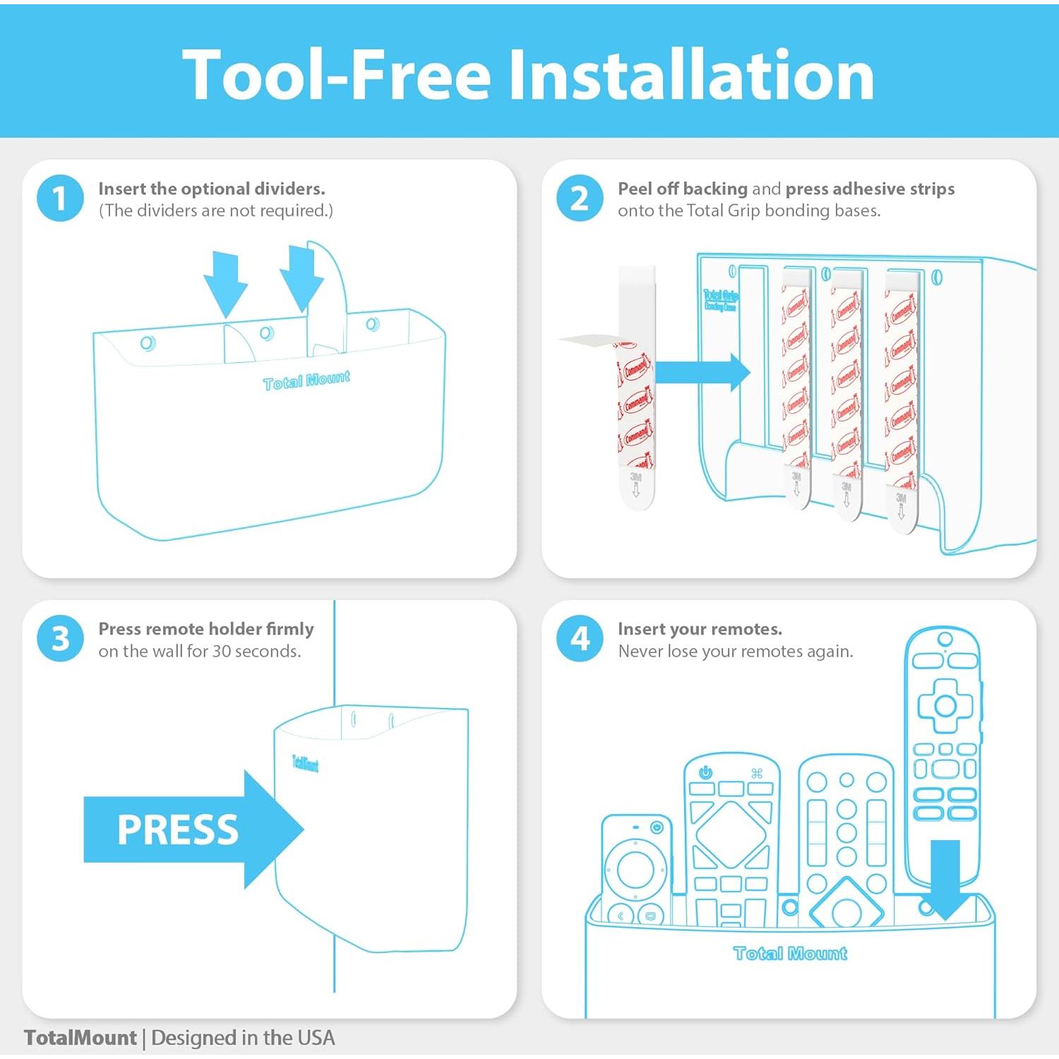 Soporte de Control Remoto TotalMount Negro Premium para 4 Controles