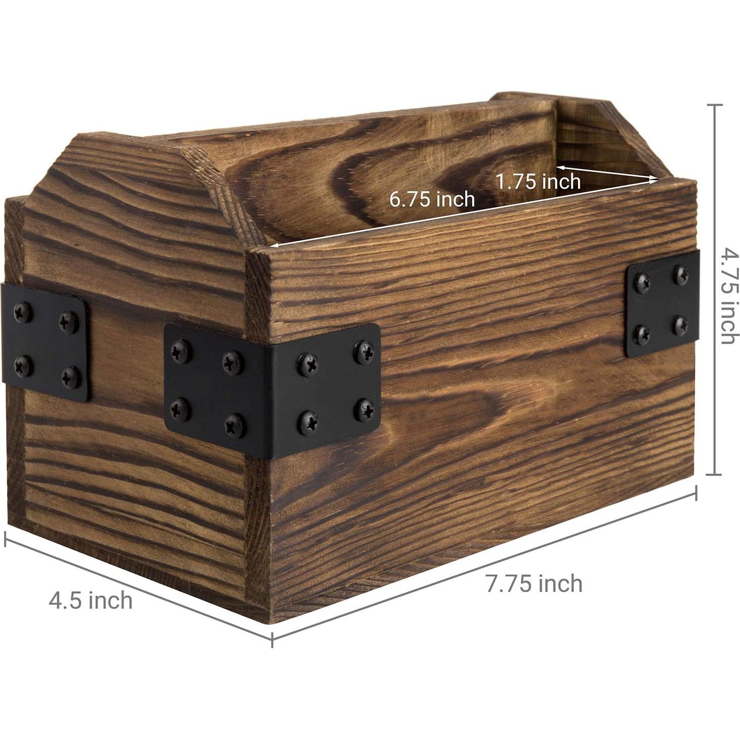 Organizador de Control Remoto MyGift Madera Quemada 2 Compartimentos