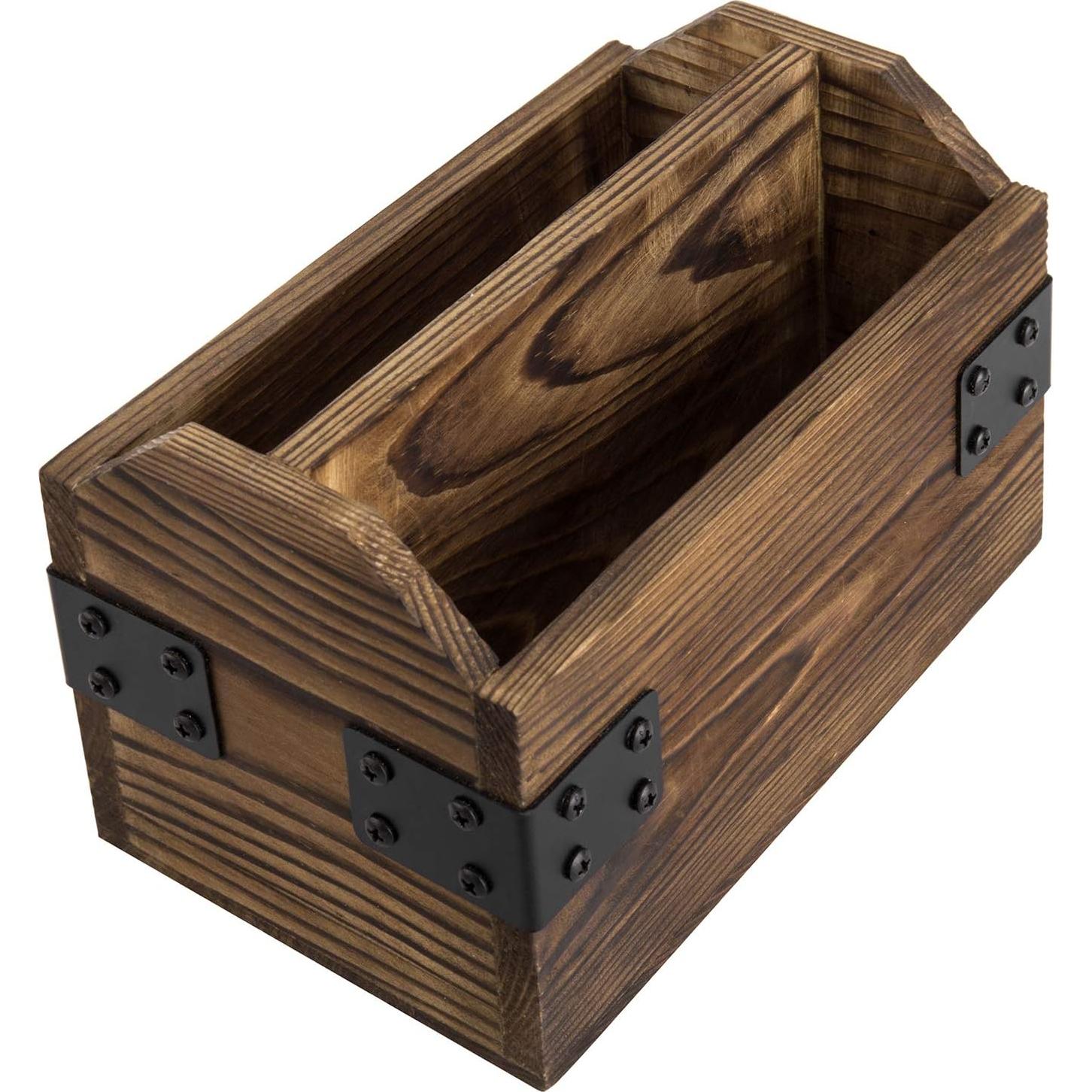 Organizador de Control Remoto MyGift Madera Quemada 2 Compartimentos