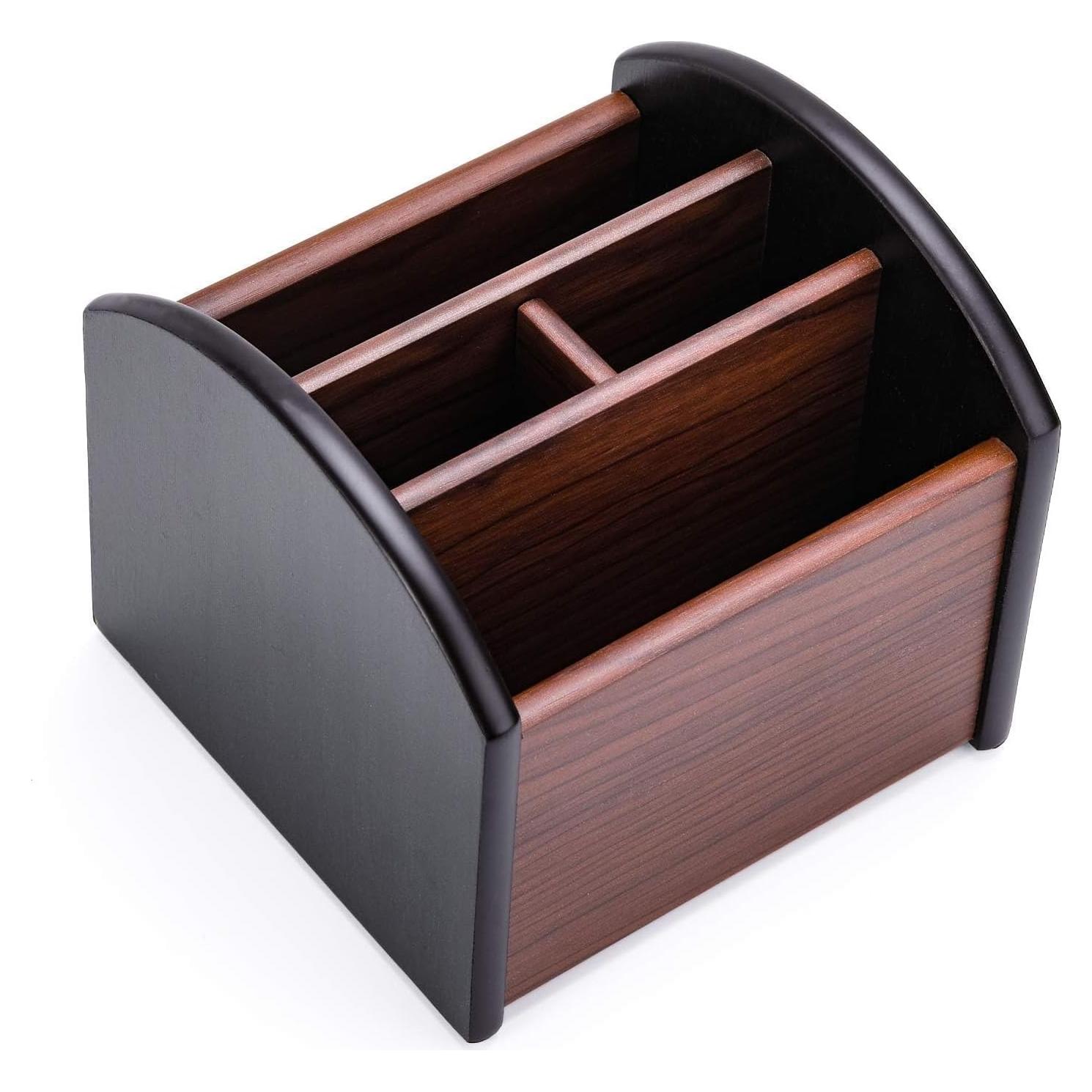 Organizador de Escritorio MaxGear de Madera con 4 Compartimentos