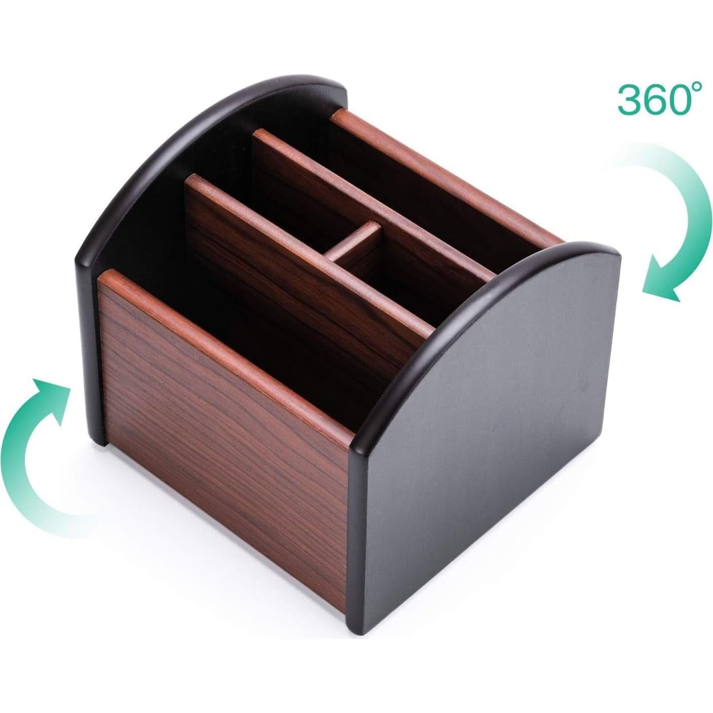 Organizador de Escritorio MaxGear de Madera con 4 Compartimentos