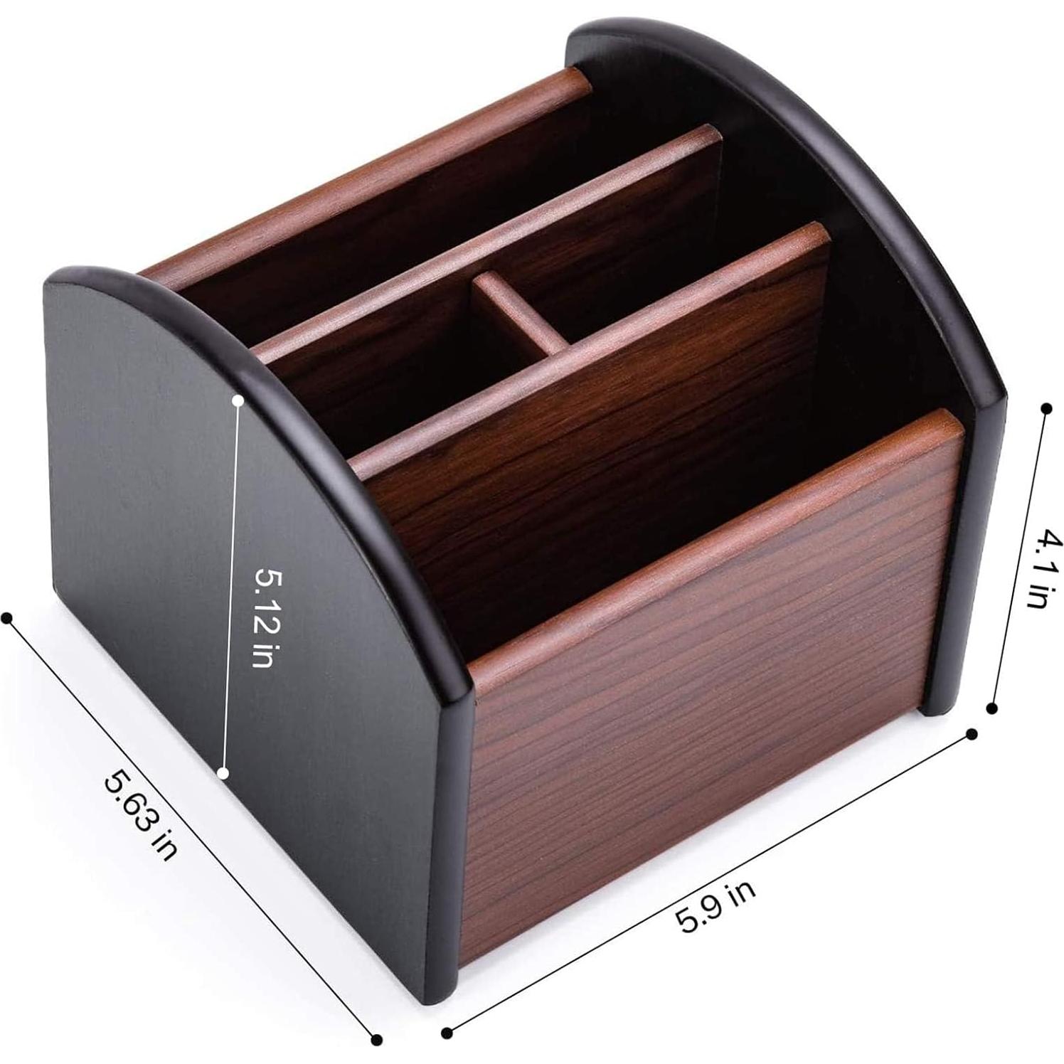 Organizador de Escritorio MaxGear de Madera con 4 Compartimentos