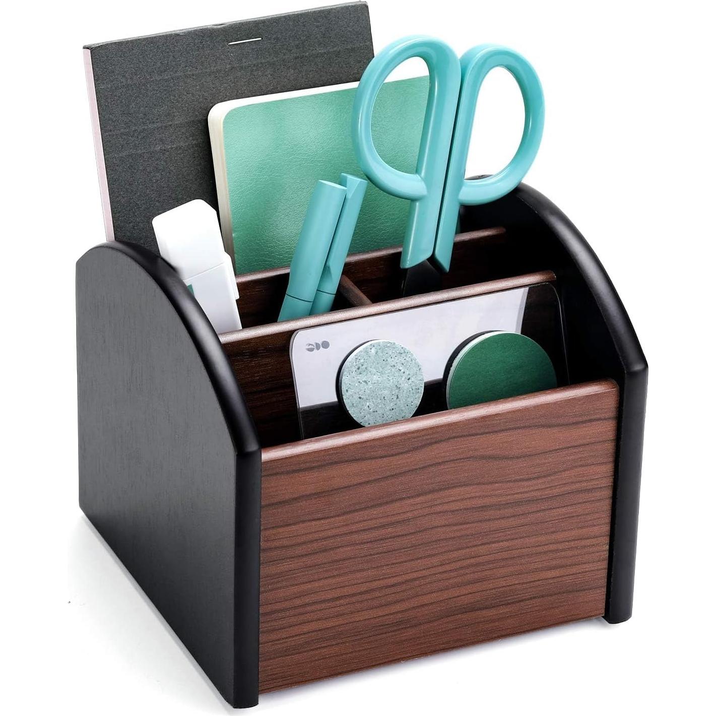 Organizador de Escritorio MaxGear de Madera con 4 Compartimentos