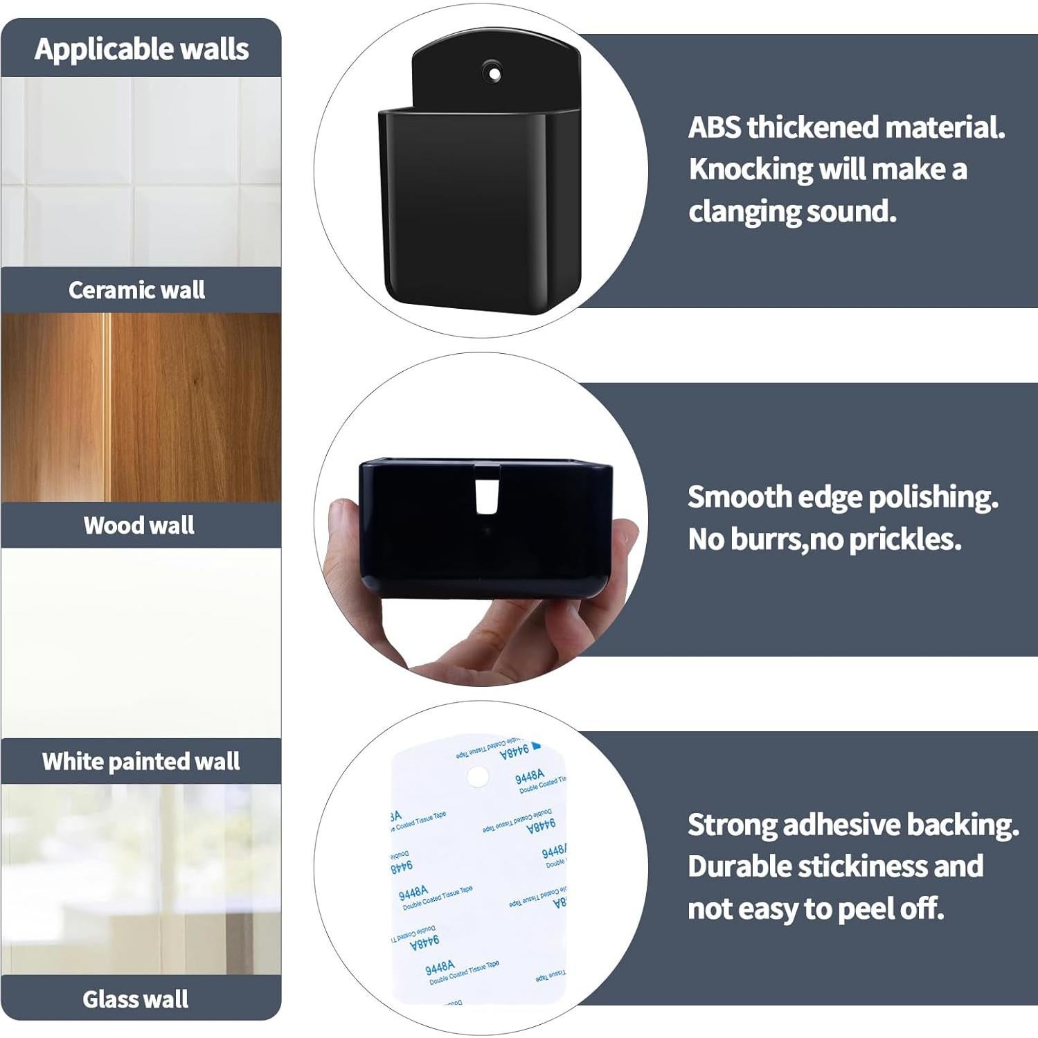 Soportes de Control Remoto Montados en Pared Aecsze 2 Pcs Negro