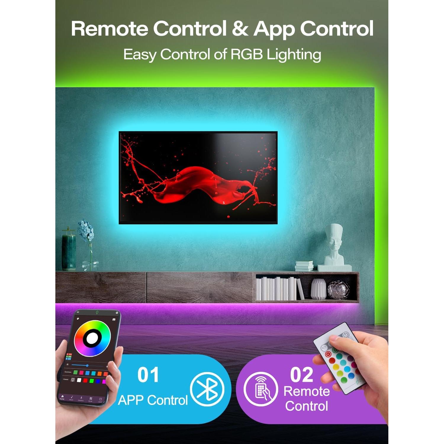 Luces LED RGB NBBUFF 6m para TV 32-80" con control remoto