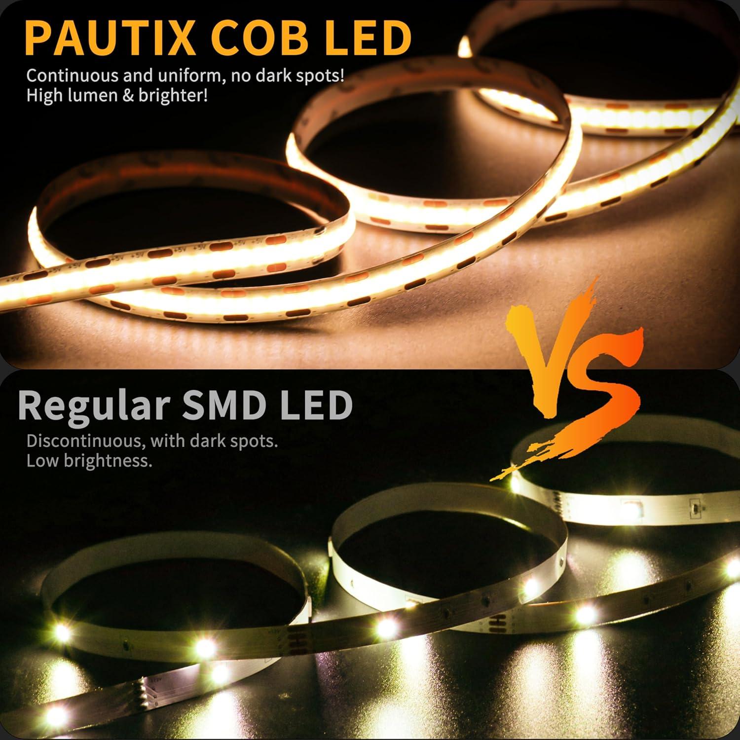 Tira LED COB PAUTIX 2m 3000K USB Dimmable 640 LEDs