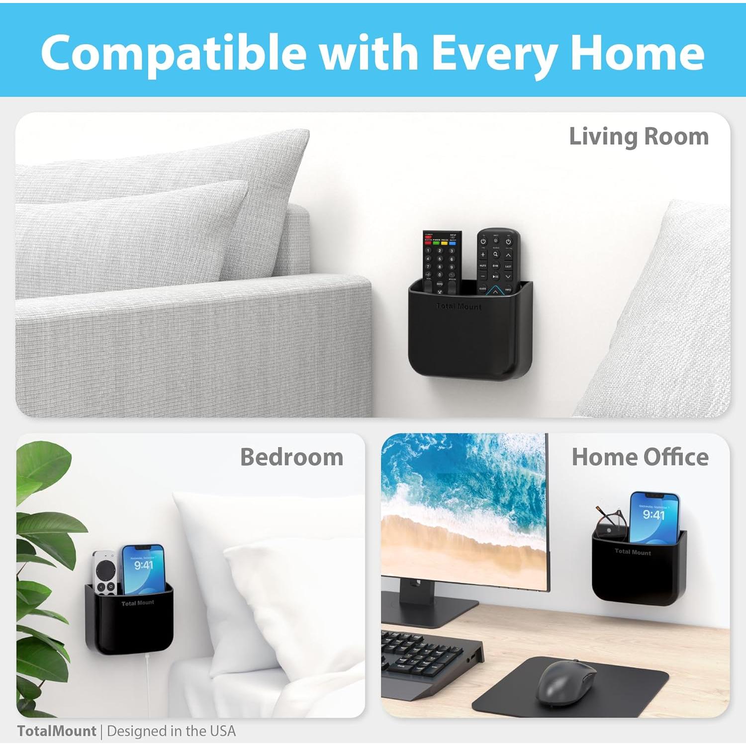 Soporte de Control Remoto TotalMount Negro - Sin Agujeros - 1 Unidad