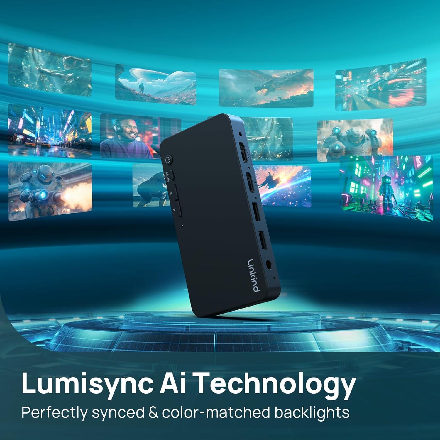 Linkind Luz de Fondo RGB para TV 27-90" con HDMI LumiSync