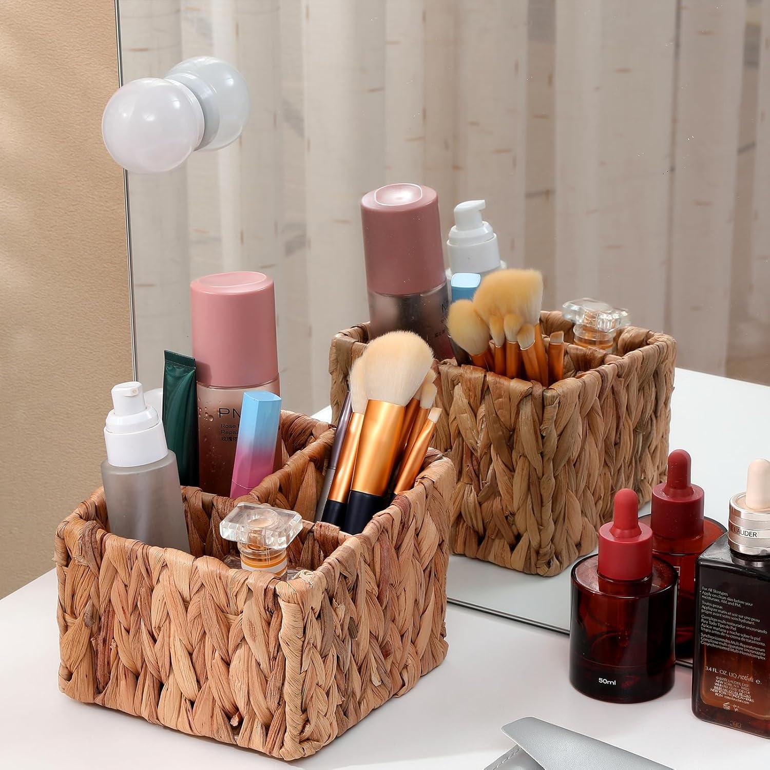 Soporte Organizador de Escritorio LYDWOO8D de Mimbre 14x14x11cm