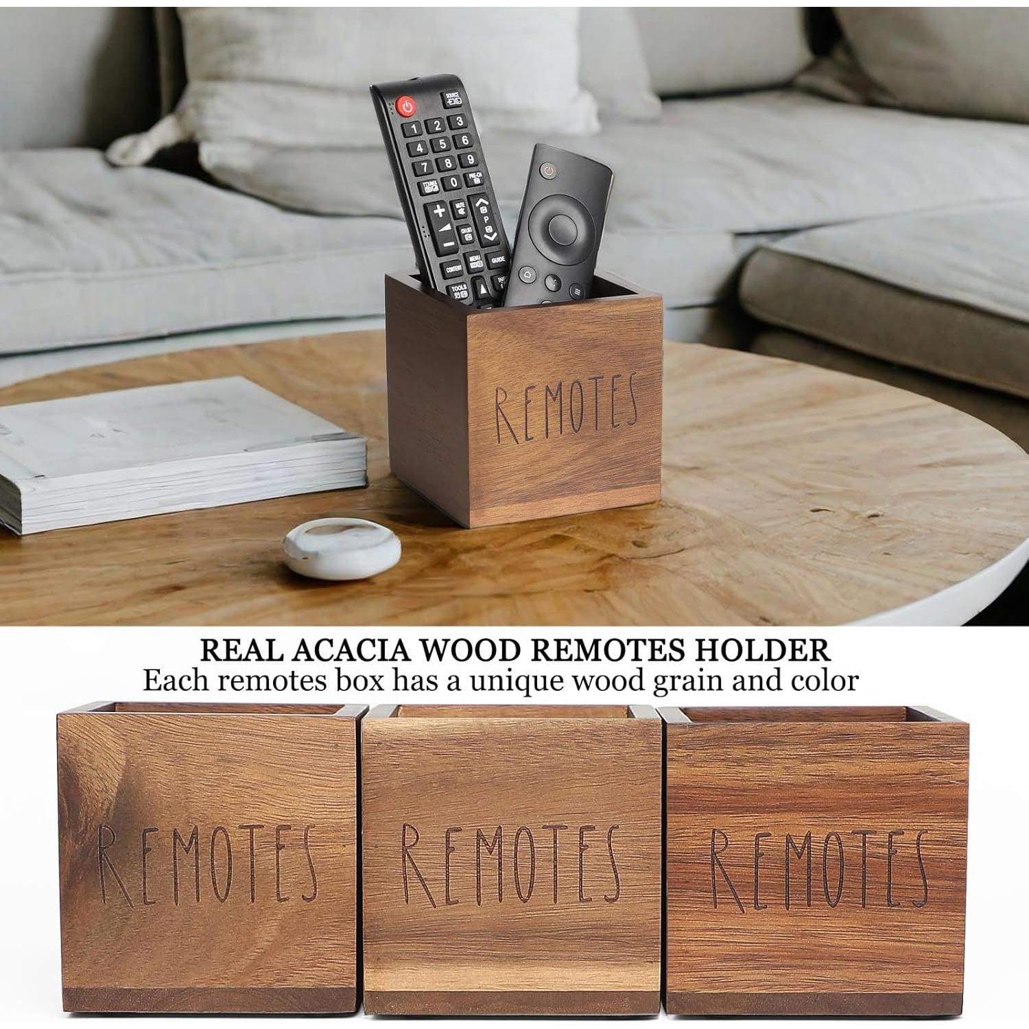 Soporte de Control Remoto de Madera de Acacia LBEMEY - Marrón