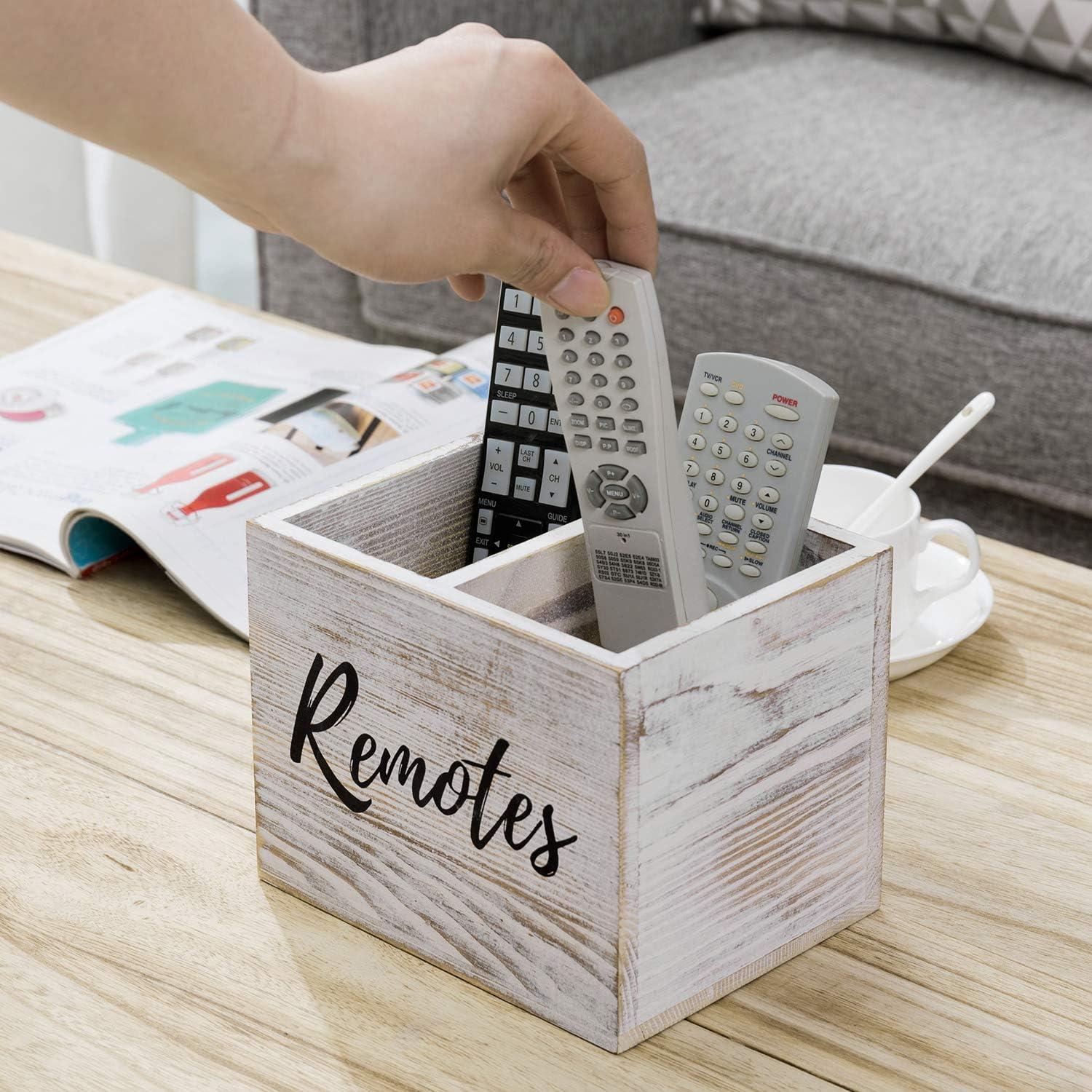 Caddy de Madera Blanqueada MyGift para Control Remoto 17.78 cm