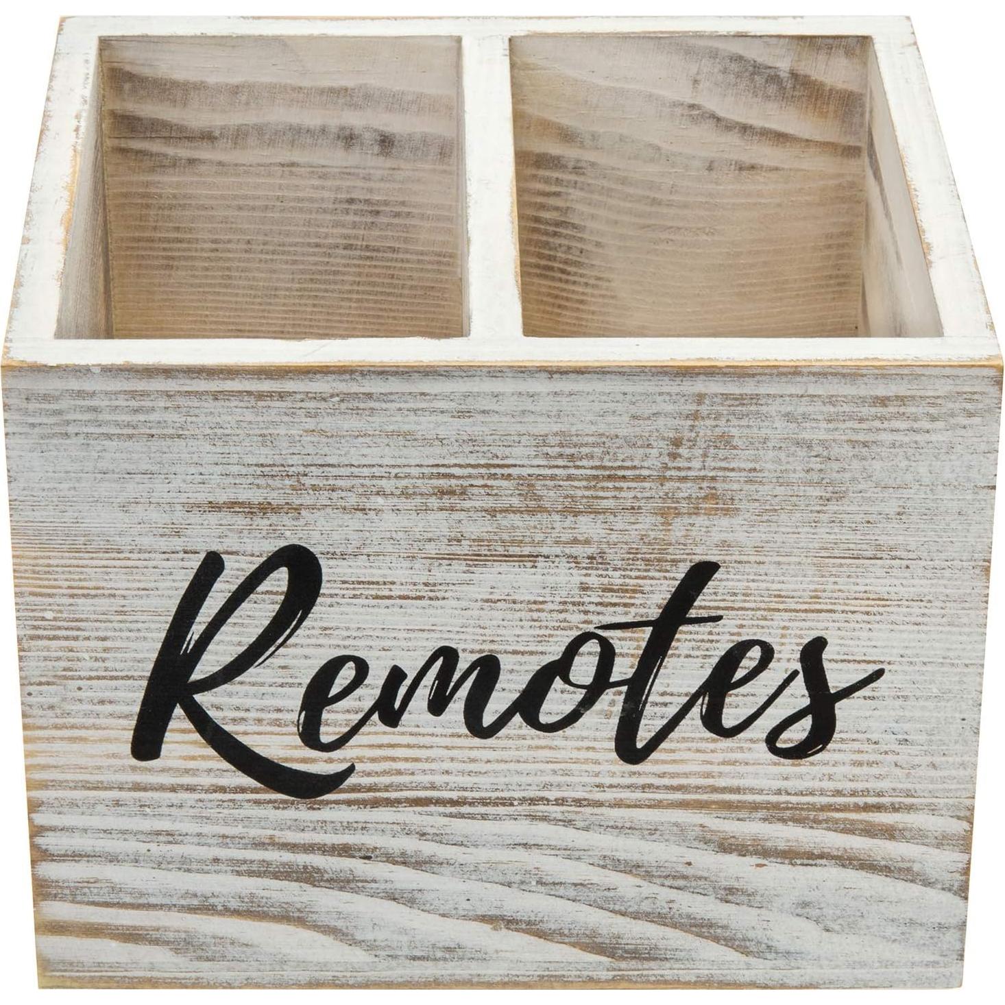 Caddy de Madera Blanqueada MyGift para Control Remoto 17.78 cm