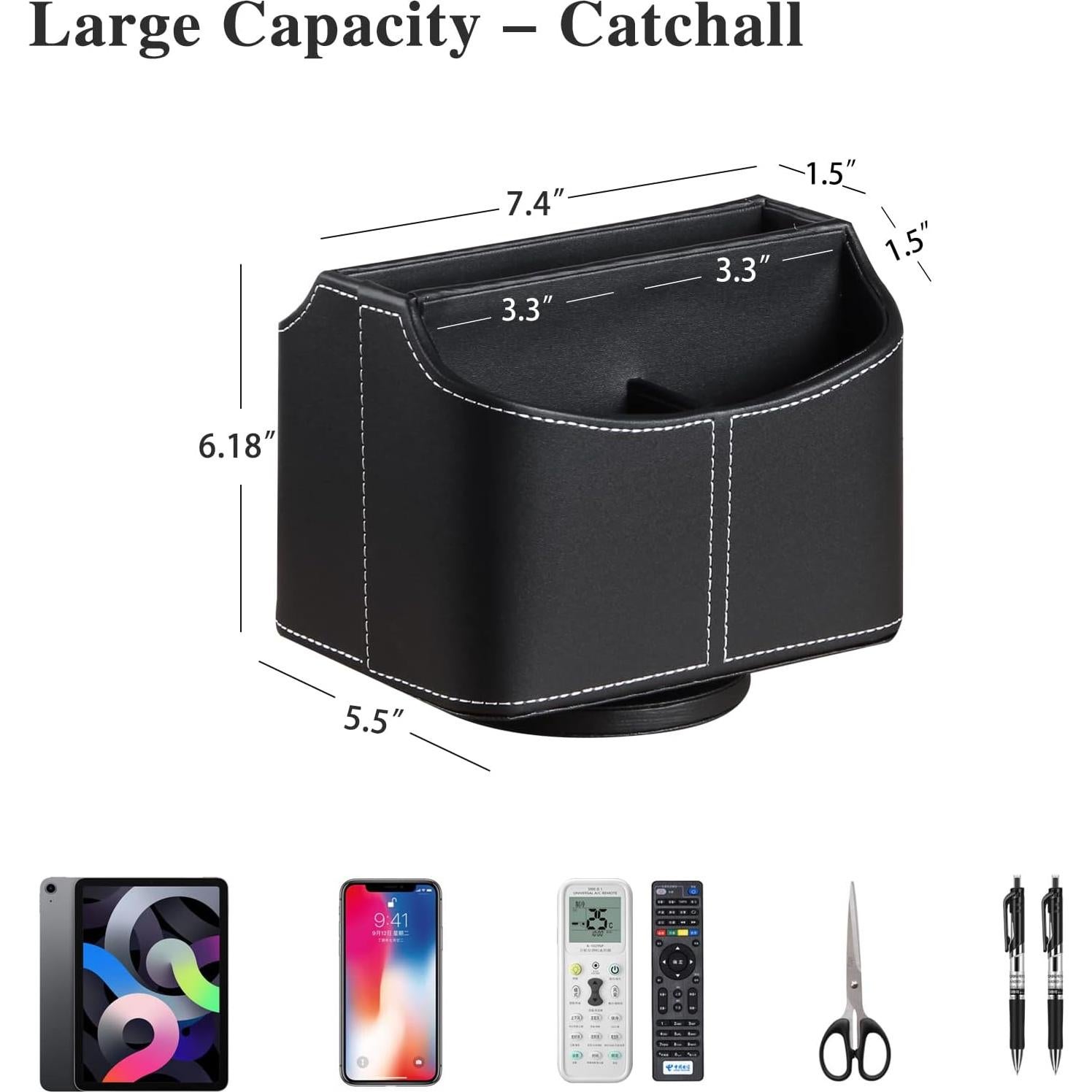 Soporte Organizador de Control Remoto YAPISHI, Cuero PU, 360°