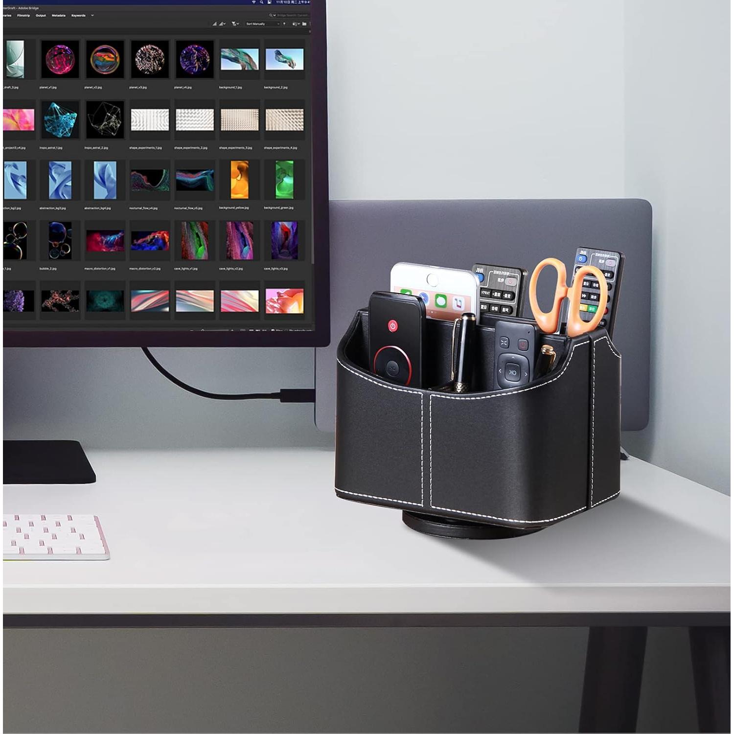 Soporte Organizador de Control Remoto YAPISHI, Cuero PU, 360°