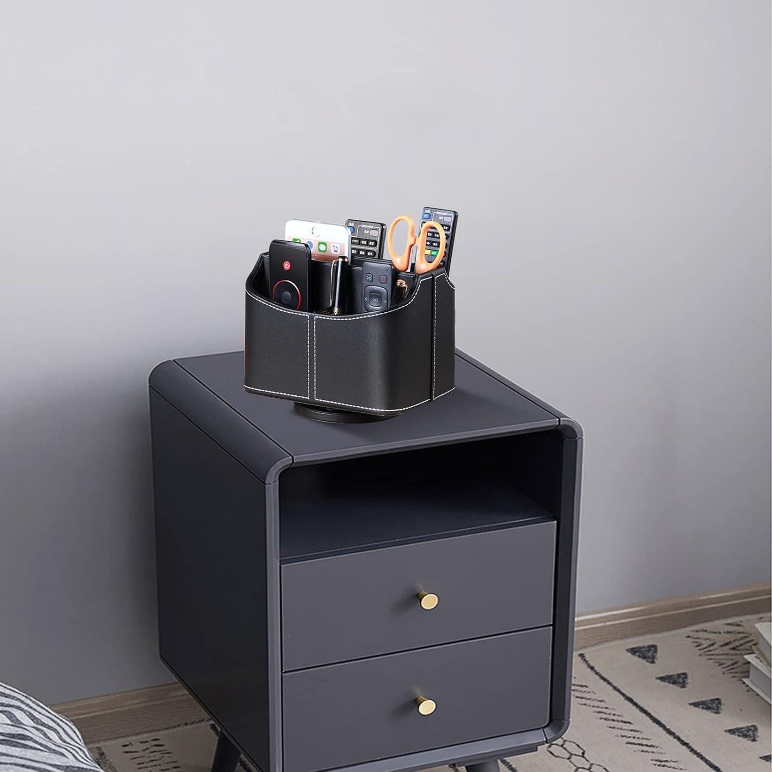 Soporte Organizador de Control Remoto YAPISHI, Cuero PU, 360°