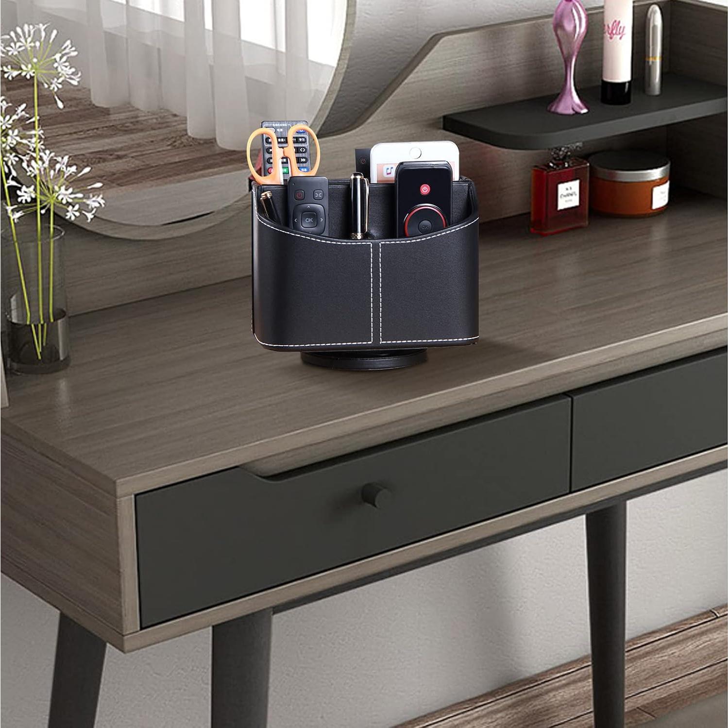 Soporte Organizador de Control Remoto YAPISHI, Cuero PU, 360°