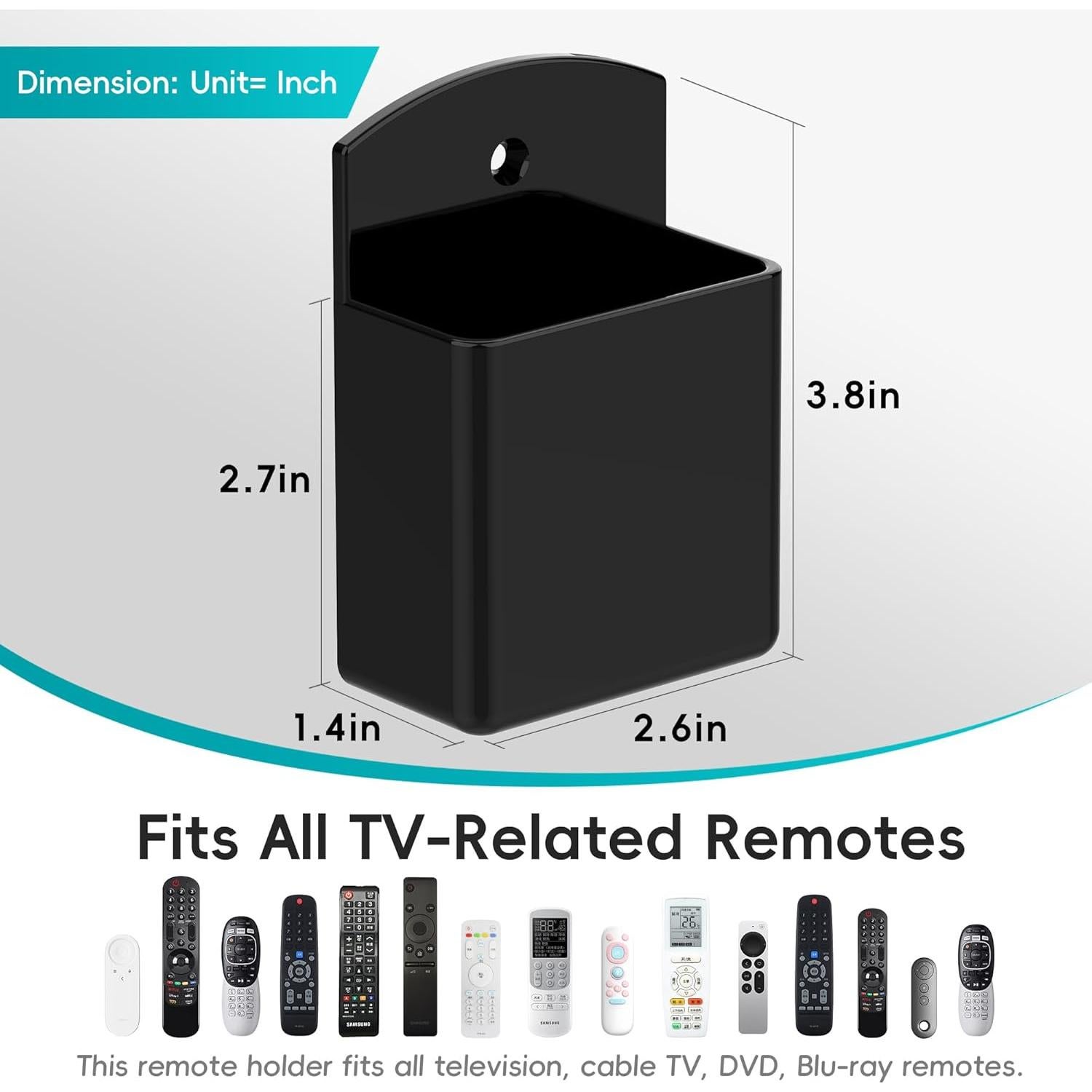 Soporte Adhesivo para Control Remoto DRQ 2 Piezas Negro