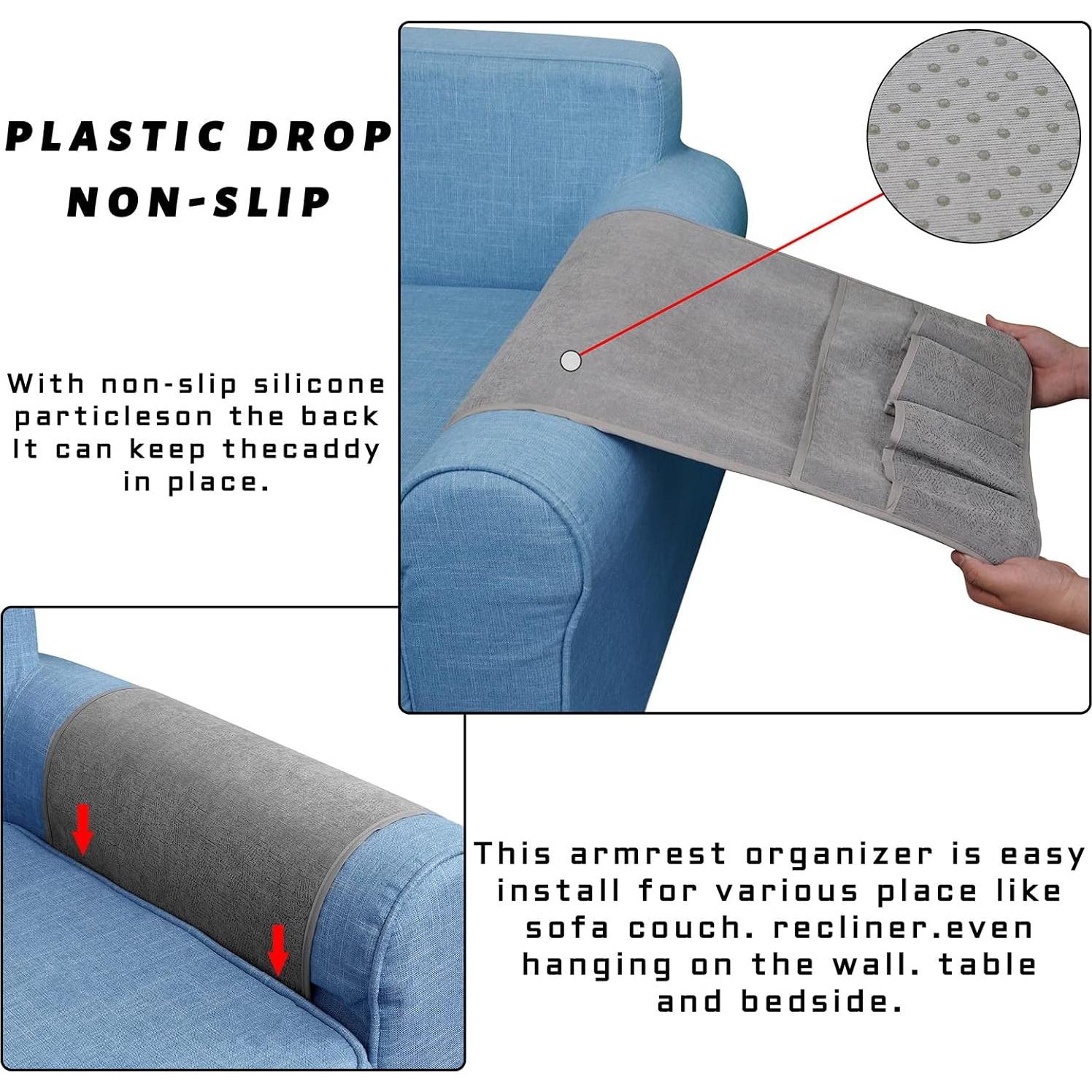 Organizador de Sofá Antideslizante NB 89x31.5 cm Gris