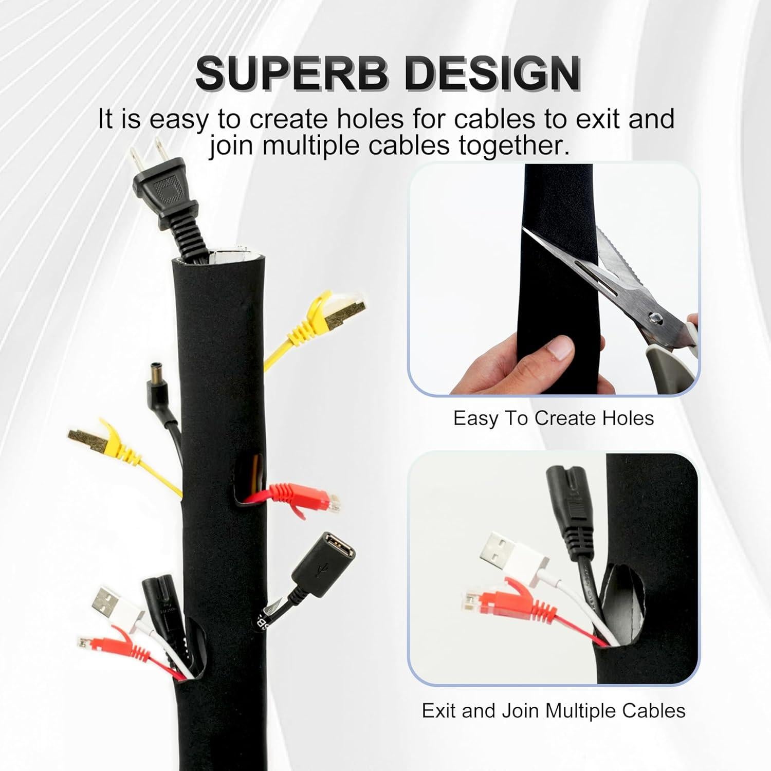 Manga Organizador de Cables Neopreno 3m CableGeeker 3.8cm