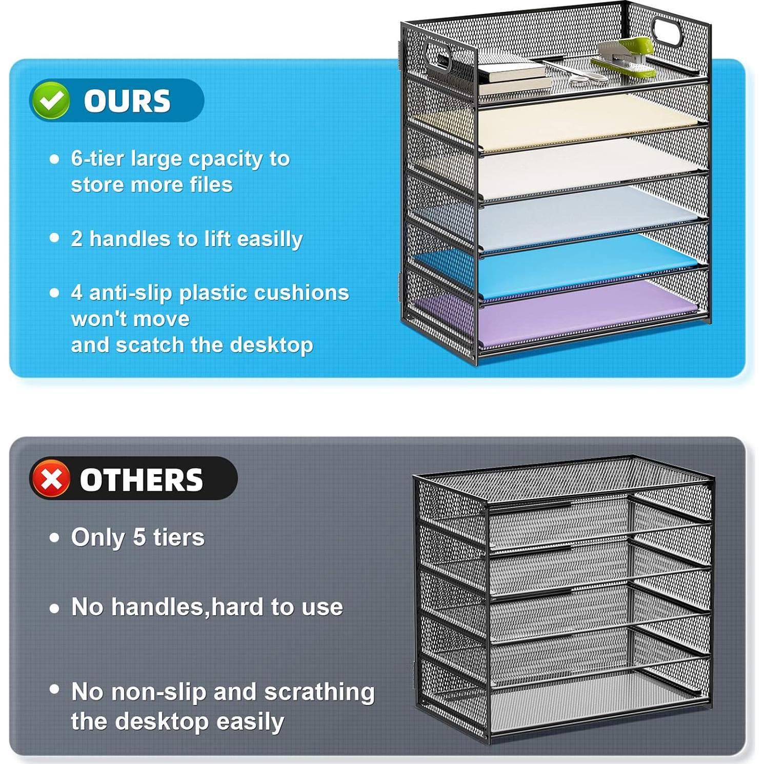 Organizador de Archivos Marbrasse 6 Niveles Malla Negro