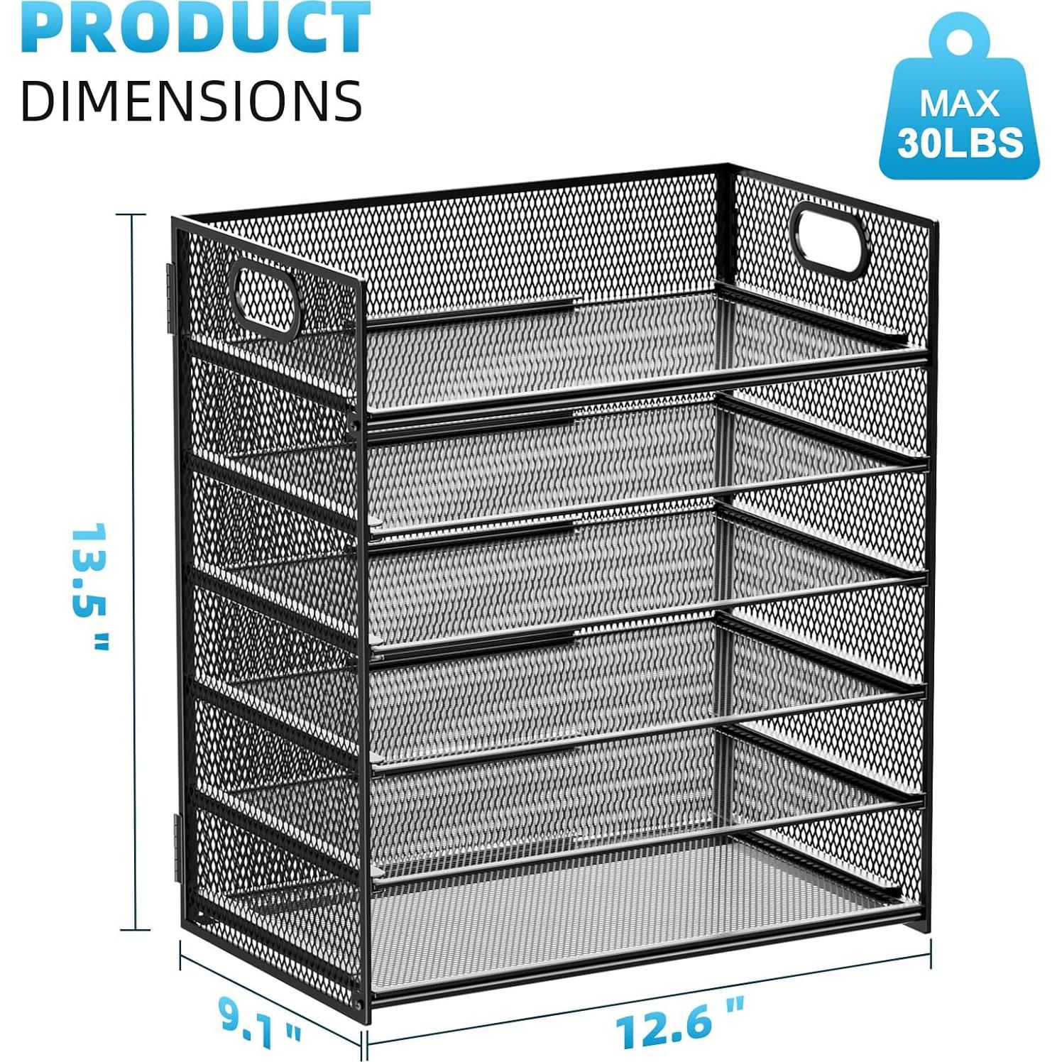 Organizador de Archivos Marbrasse 6 Niveles Malla Negro