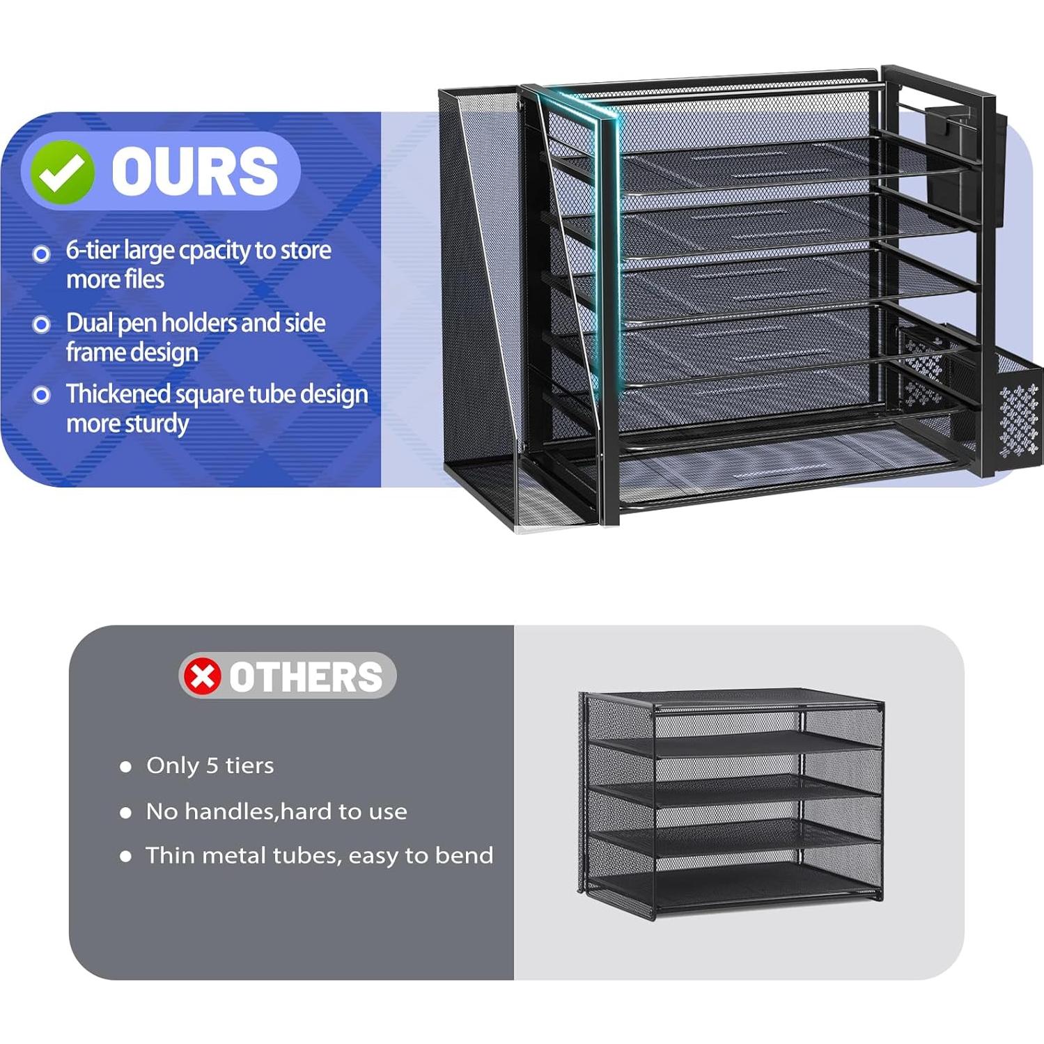 Organizador de Escritorio Simple Trending 6 Niveles Negro