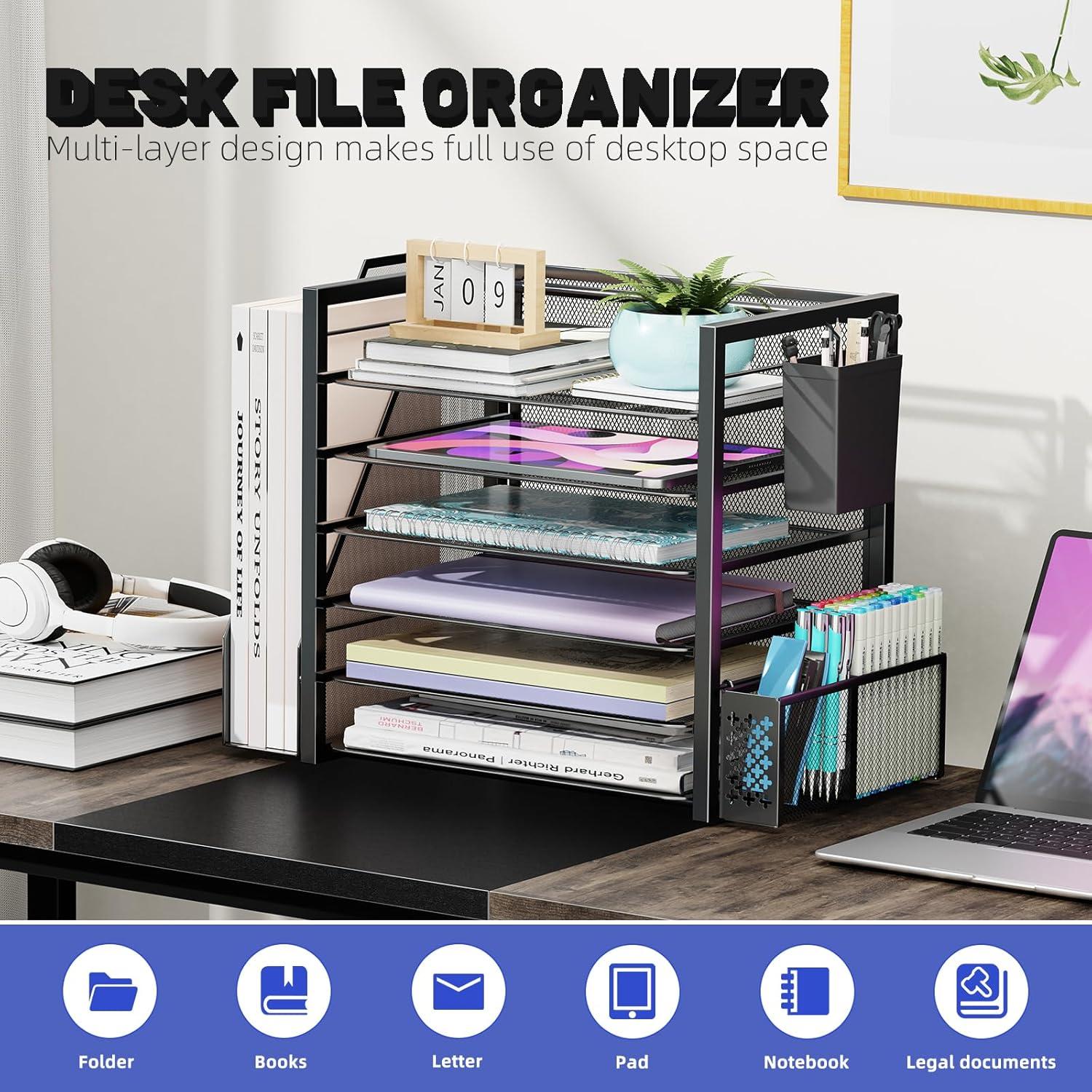 Organizador de Escritorio Simple Trending 6 Niveles Negro