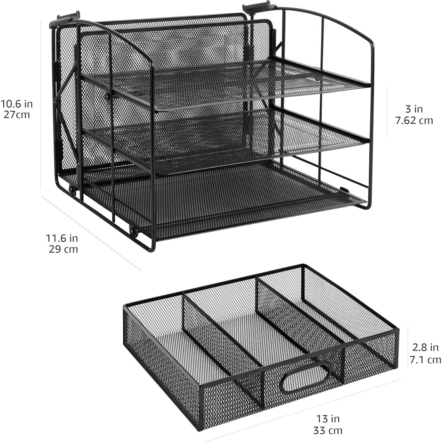 Organizador de Escritorio Amazon Basics 3 Bandejas Negro