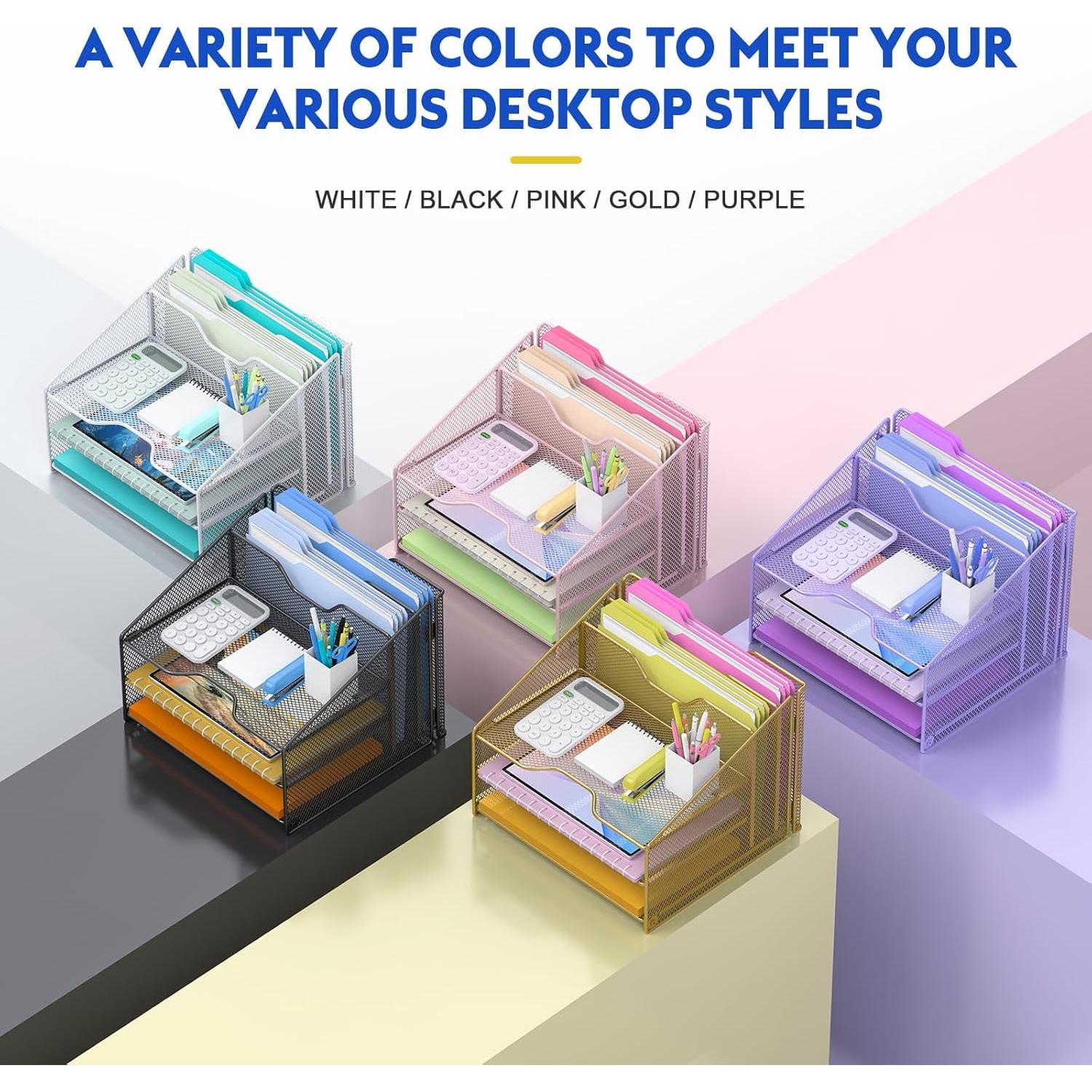 Organizador de Escritorio Samstar Negro con 3 Bandejas y 2 Secciones