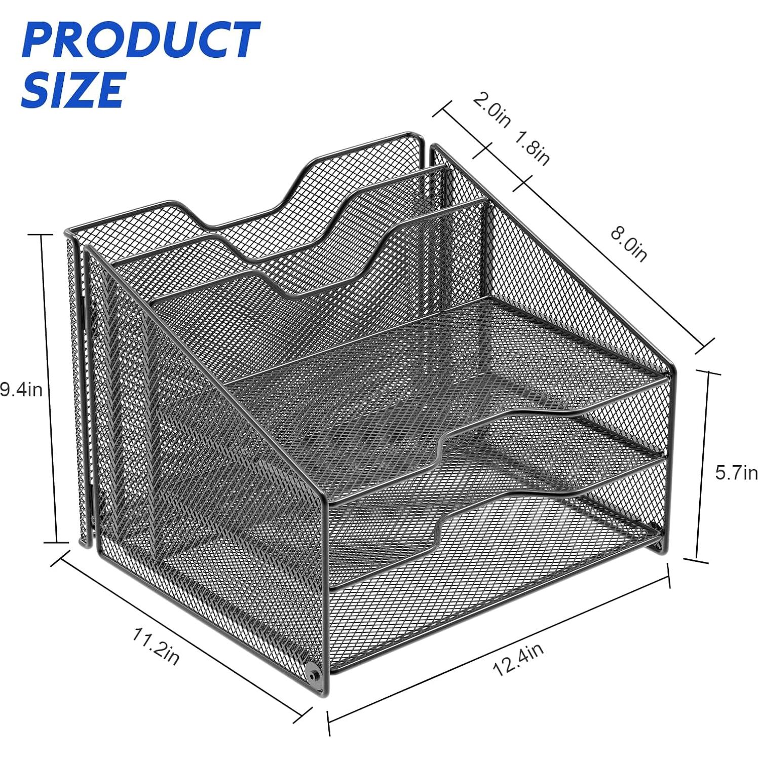 Organizador de Escritorio Samstar Negro con 3 Bandejas y 2 Secciones