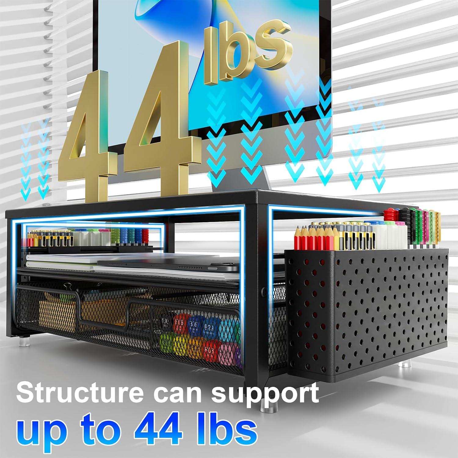 Soporte para Monitor con Cajón Gianotter Negro 25.4x50.8cm