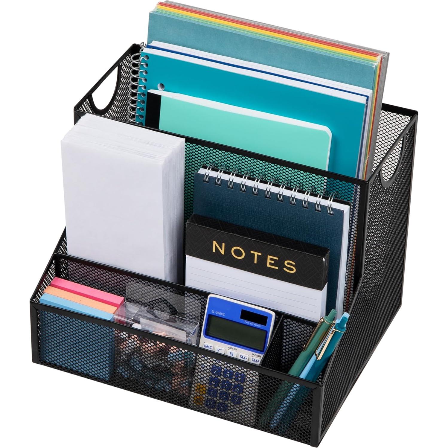 Organizador de Escritorio Mind Reader 4 Compartimentos Metal Negro