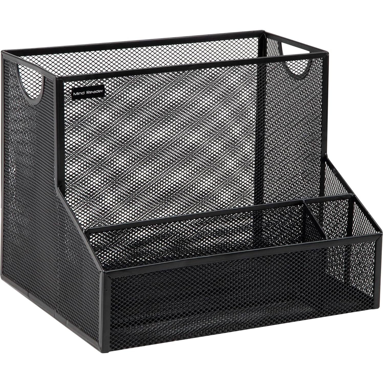 Organizador de Escritorio Mind Reader 4 Compartimentos Metal Negro