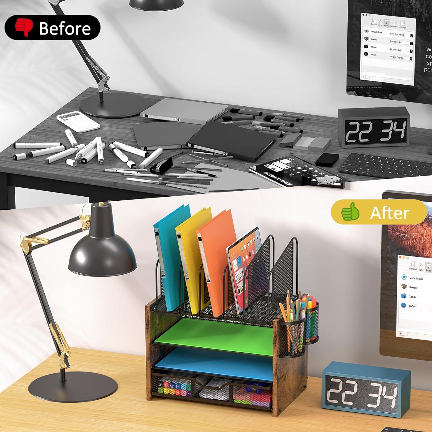 Organizador de Escritorio DAOUTIME con Cajón y 5 Compartimentos