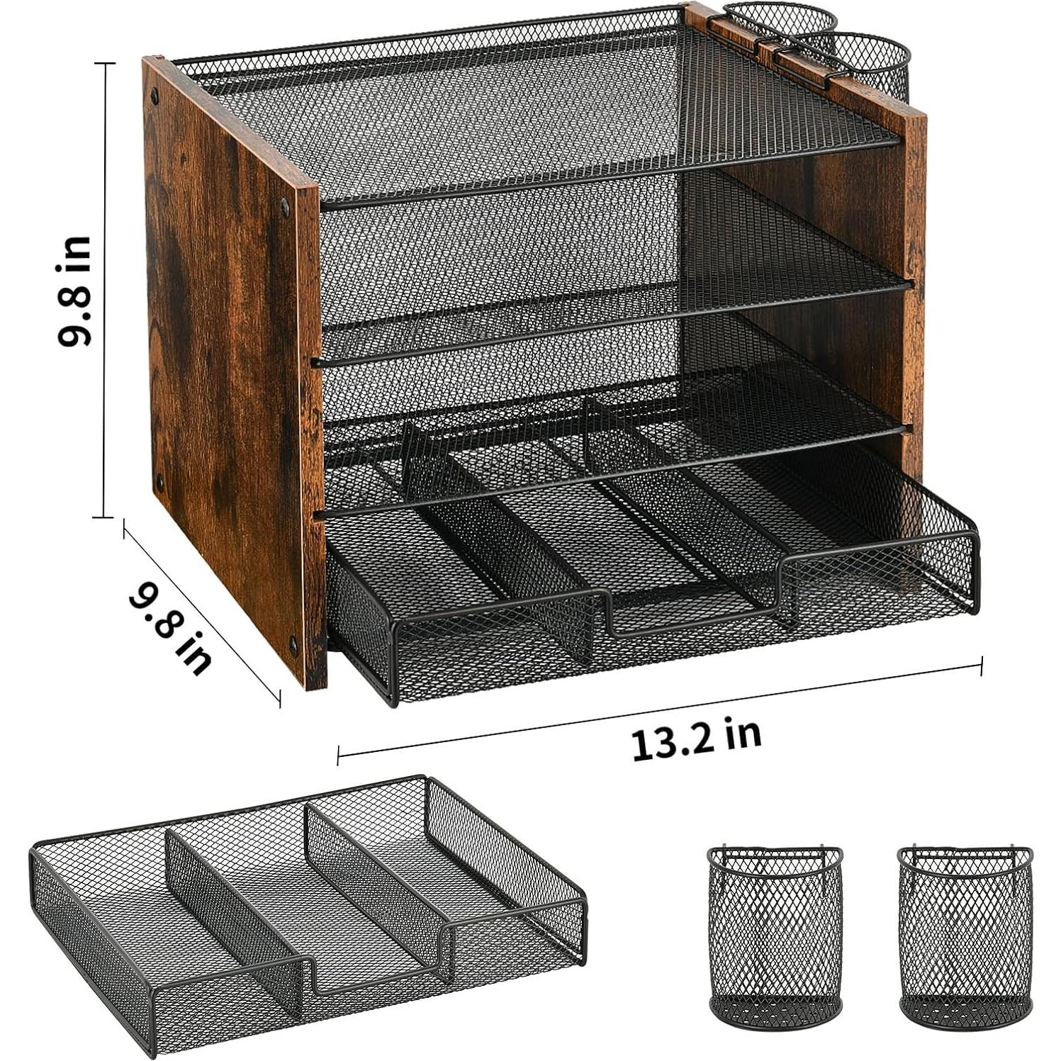 Organizador de Escritorio OPNICE 4 Niveles con Cajón y Soportes