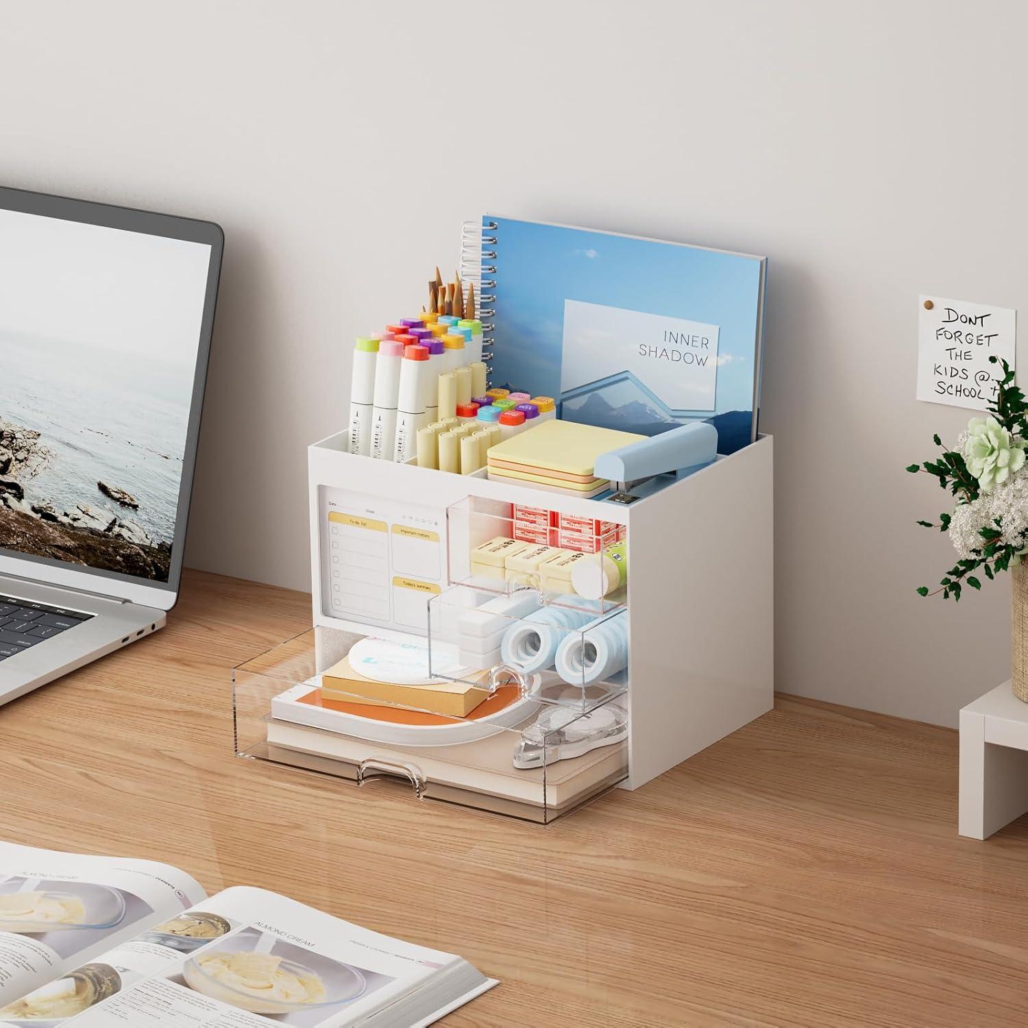 Organizador de Escritorio Marbrasse Blanco con 3 Cajones