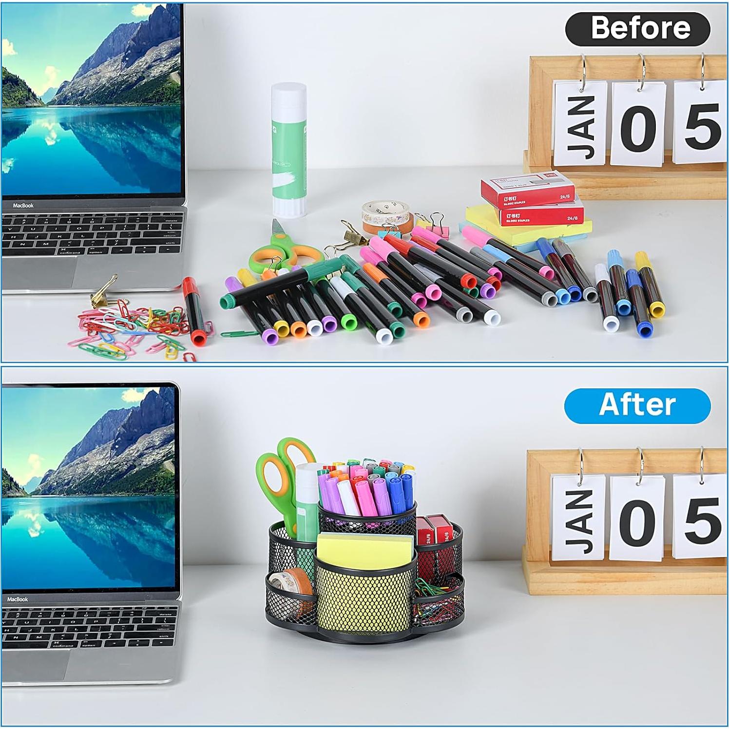 Organizador de escritorio Topwey negro con 7 compartimentos