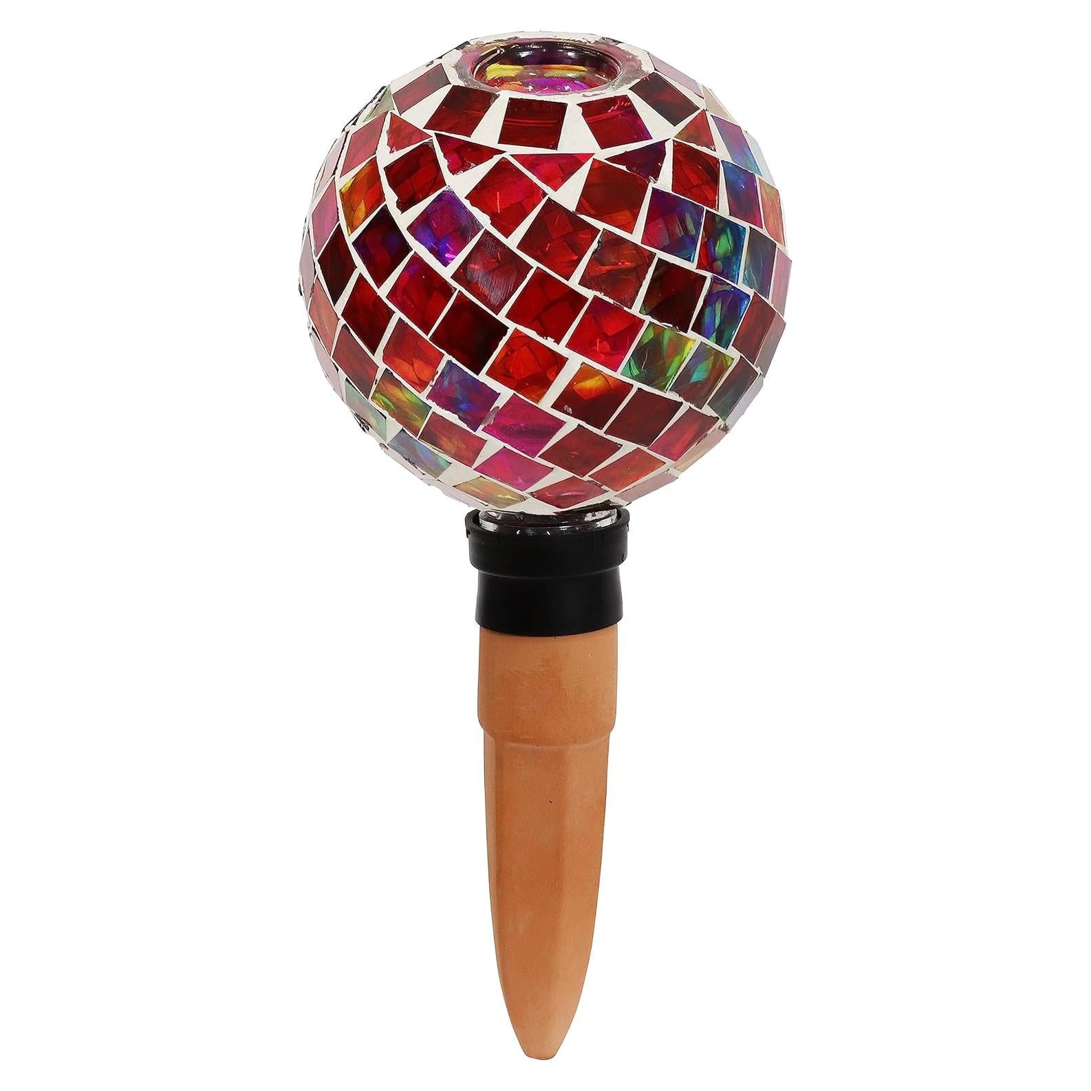 Globo de Riego de Vidrio Mosaico Sunnydaze 24.1 cm Magenta