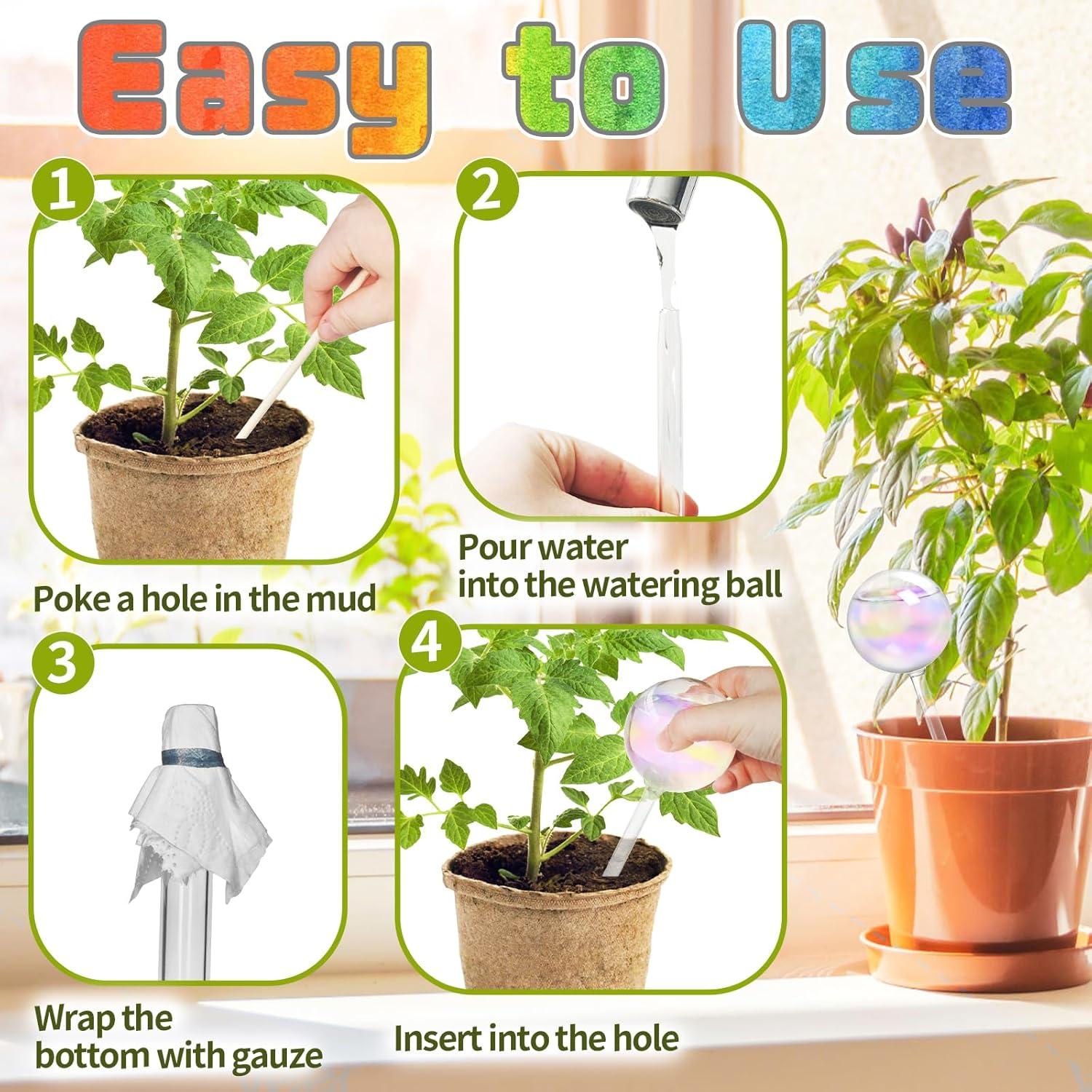 Esferas de Riego Automático Bvrbaory 2 Pcs Vidrio Iridiscente