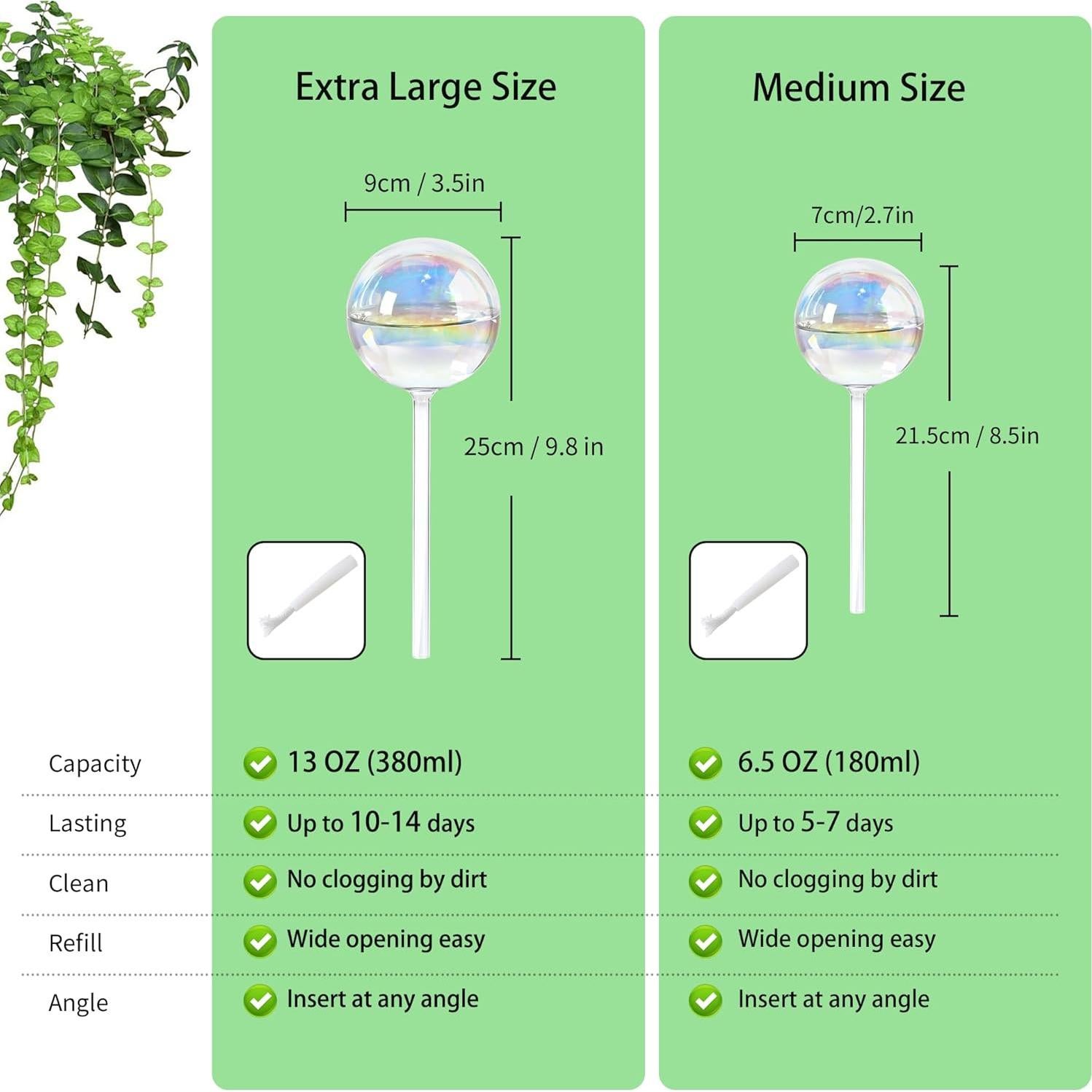 Esferas de Riego Automático de Vidrio Iridiscente - 4 Unidades