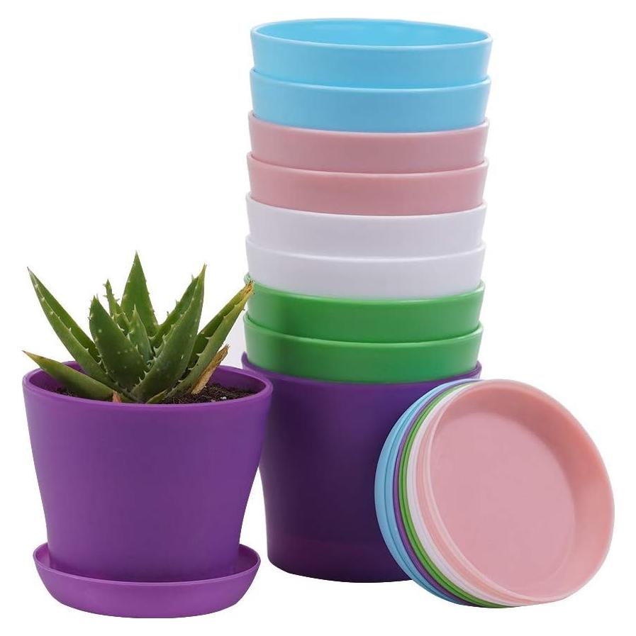 Macetas de Plástico TDHDIKE 10 Pcs con Drenaje 9.7 cm