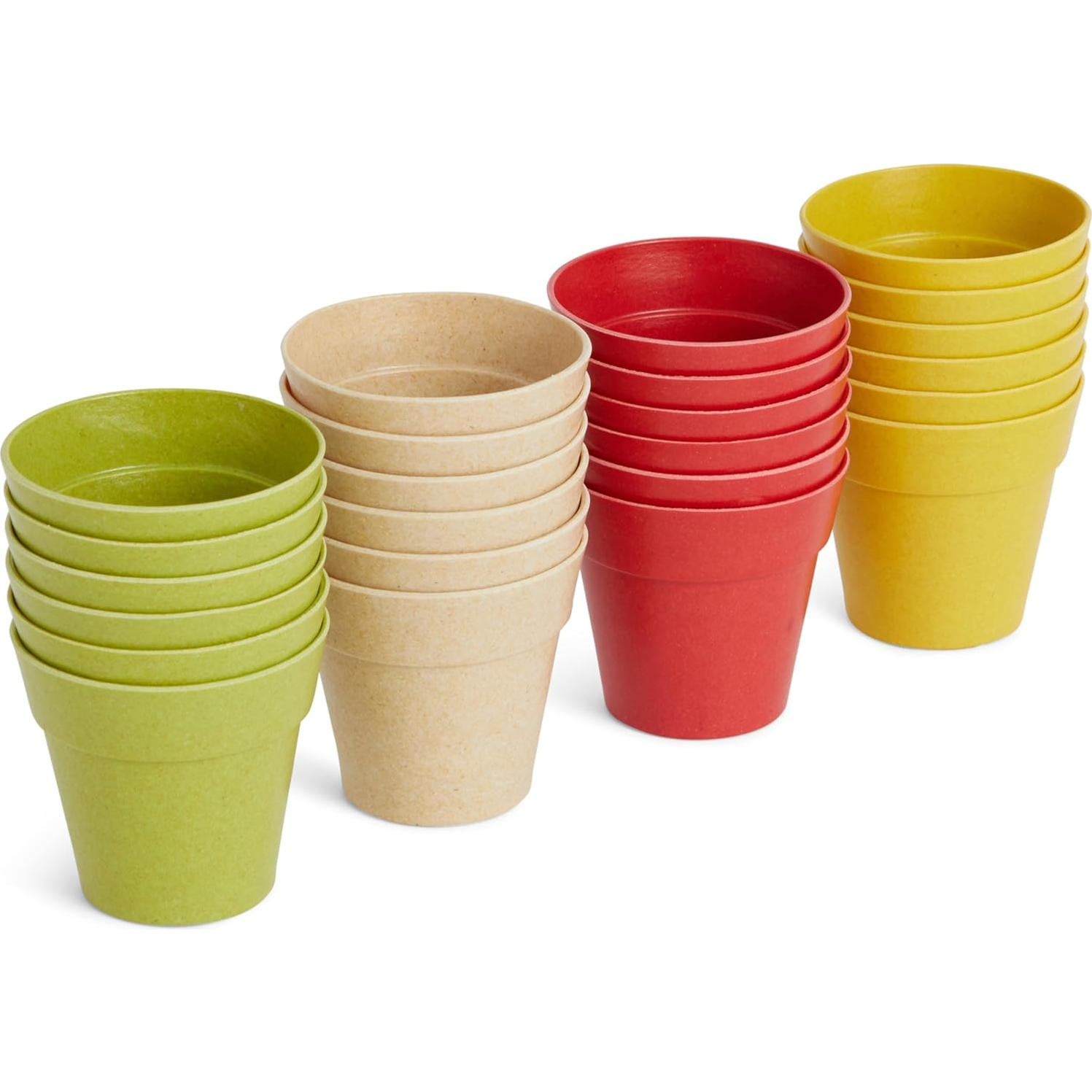 Juvale Paquete de 24 Macetas de Plástico Multicolor 6.4x5.8 cm