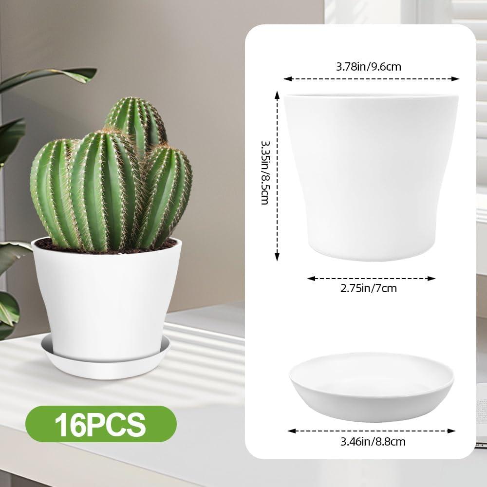 Paquete de 16 macetas blancas Slergut 9.7 cm con drenaje