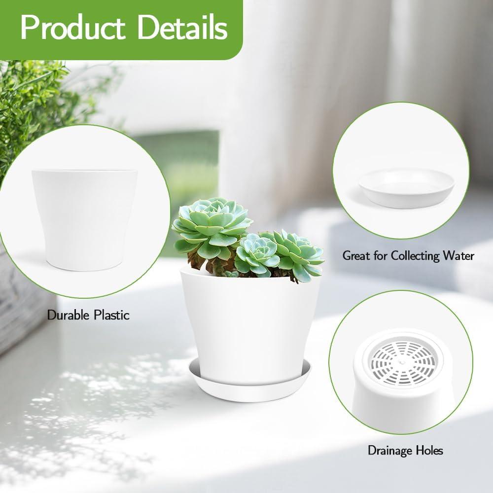 Paquete de 16 macetas blancas Slergut 9.7 cm con drenaje