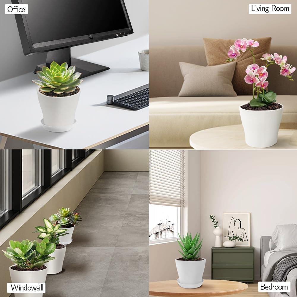 Paquete de 16 macetas blancas Slergut 9.7 cm con drenaje