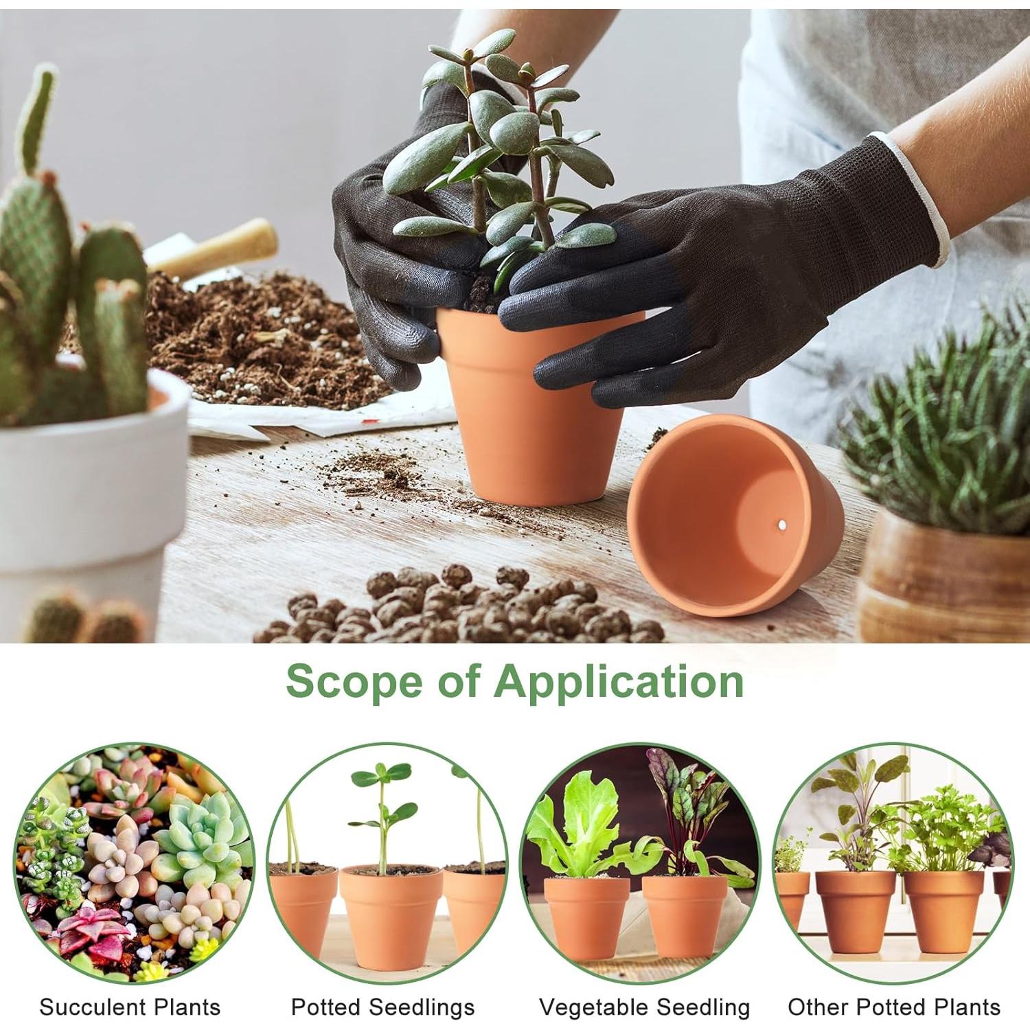 Macetas de Terracota Baxrou 7.62 cm Paquete de 24 con Drenaje