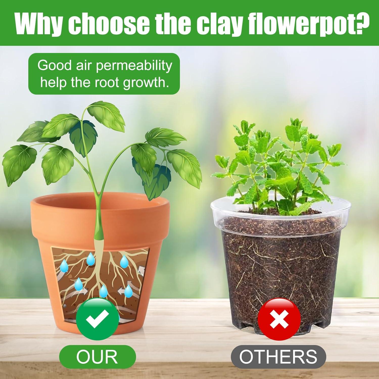 Macetas de Terracota Baxrou 7.62 cm Paquete de 24 con Drenaje