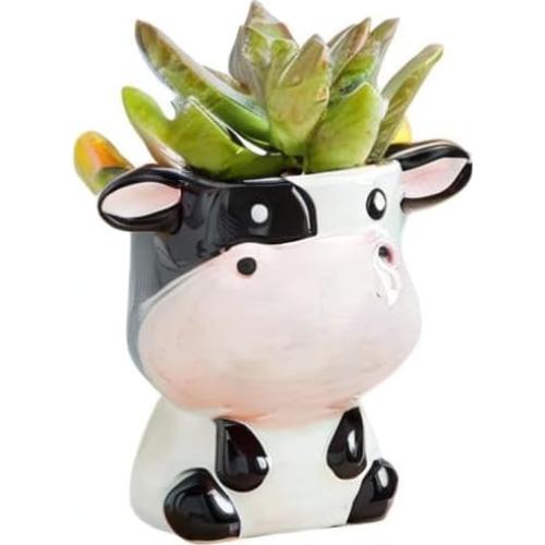 Maceta de Cerámica DIYOMR Vaca para Suculentas 7.6 cm