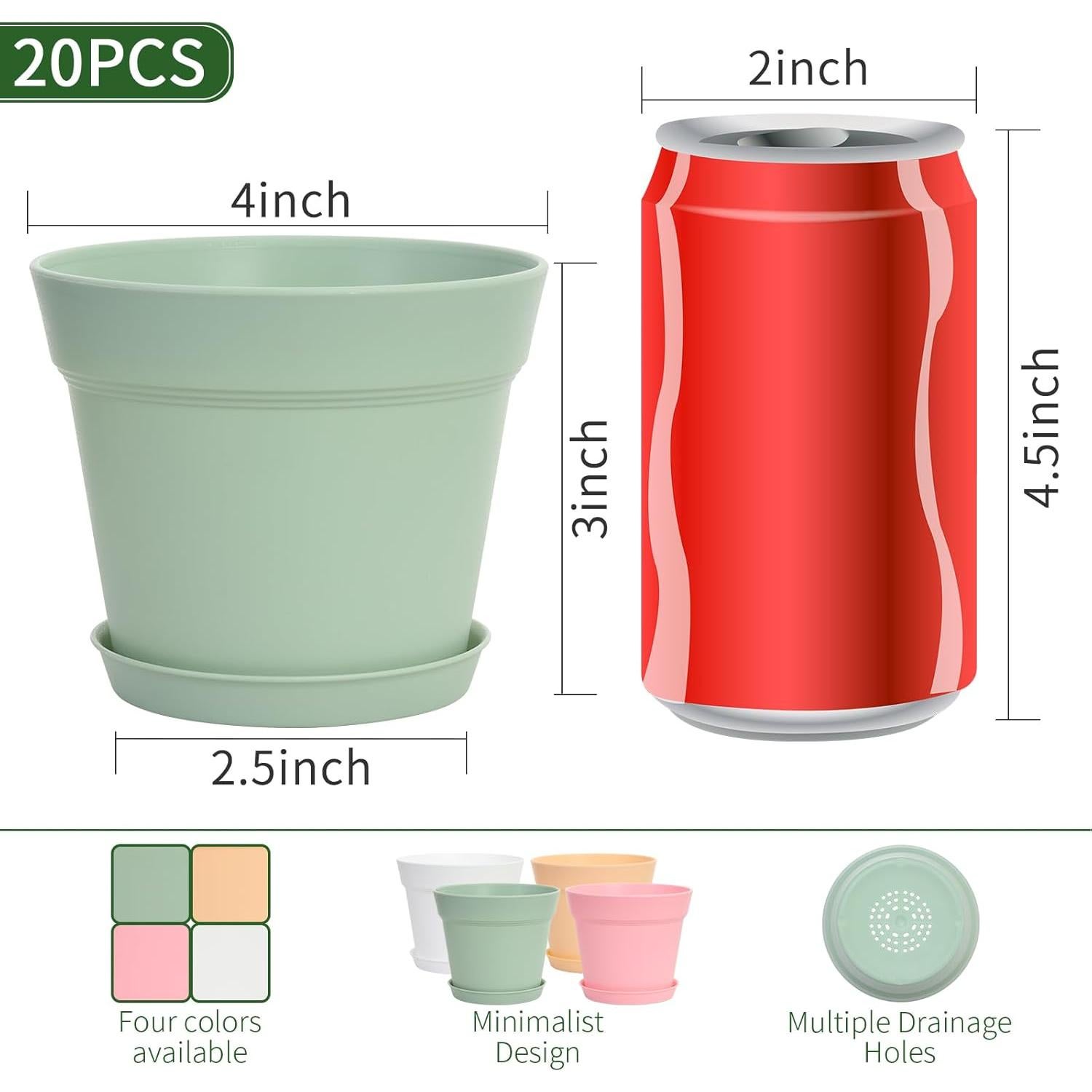 GARDIFE Paquete de 20 macetas redondas de 10 cm para interior