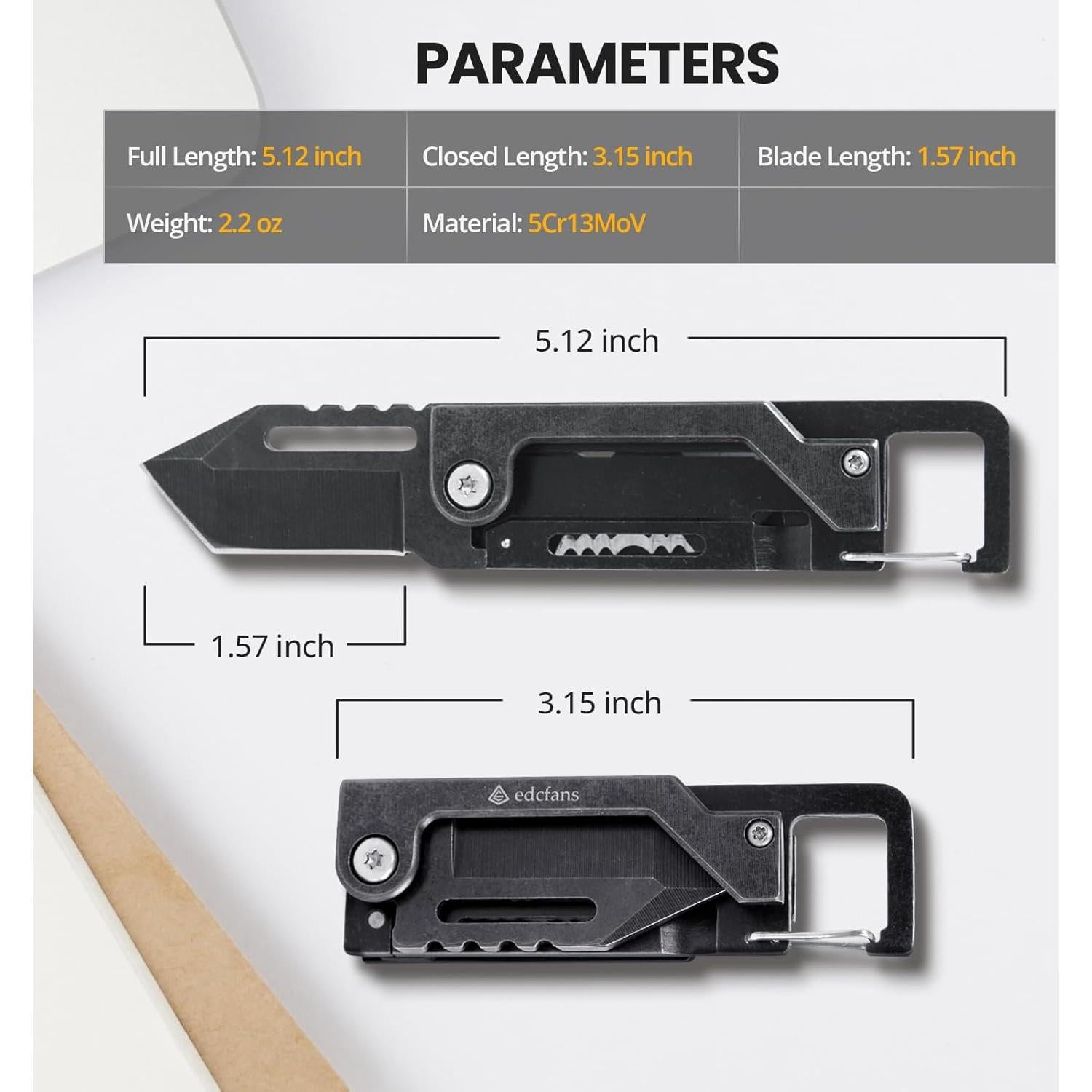 Cuchillo de Llavero EDCfans 8 en 1 Acero Inoxidable
